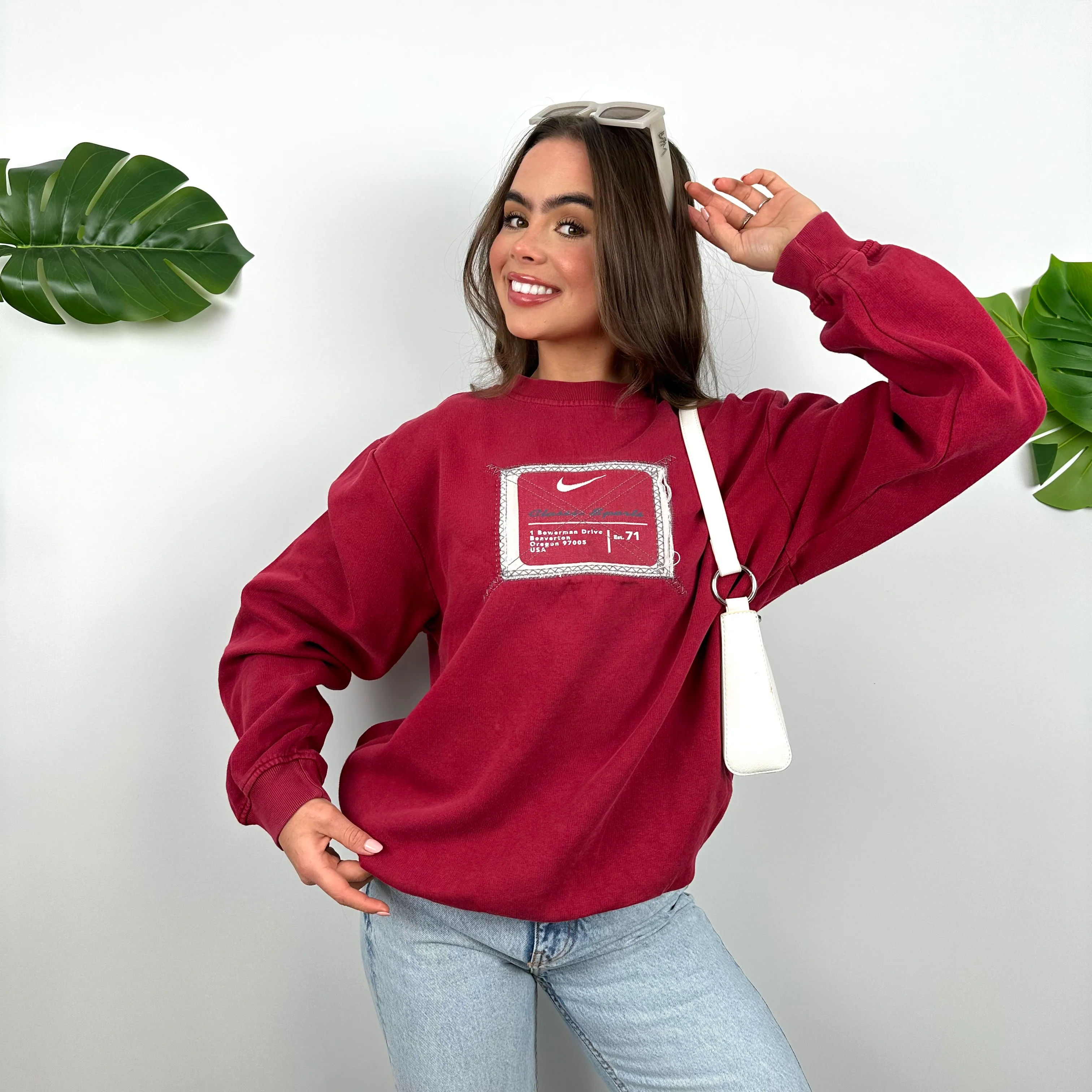 Nike Pink Embroidered Spell Out Sweatshirt (M) - Image 5