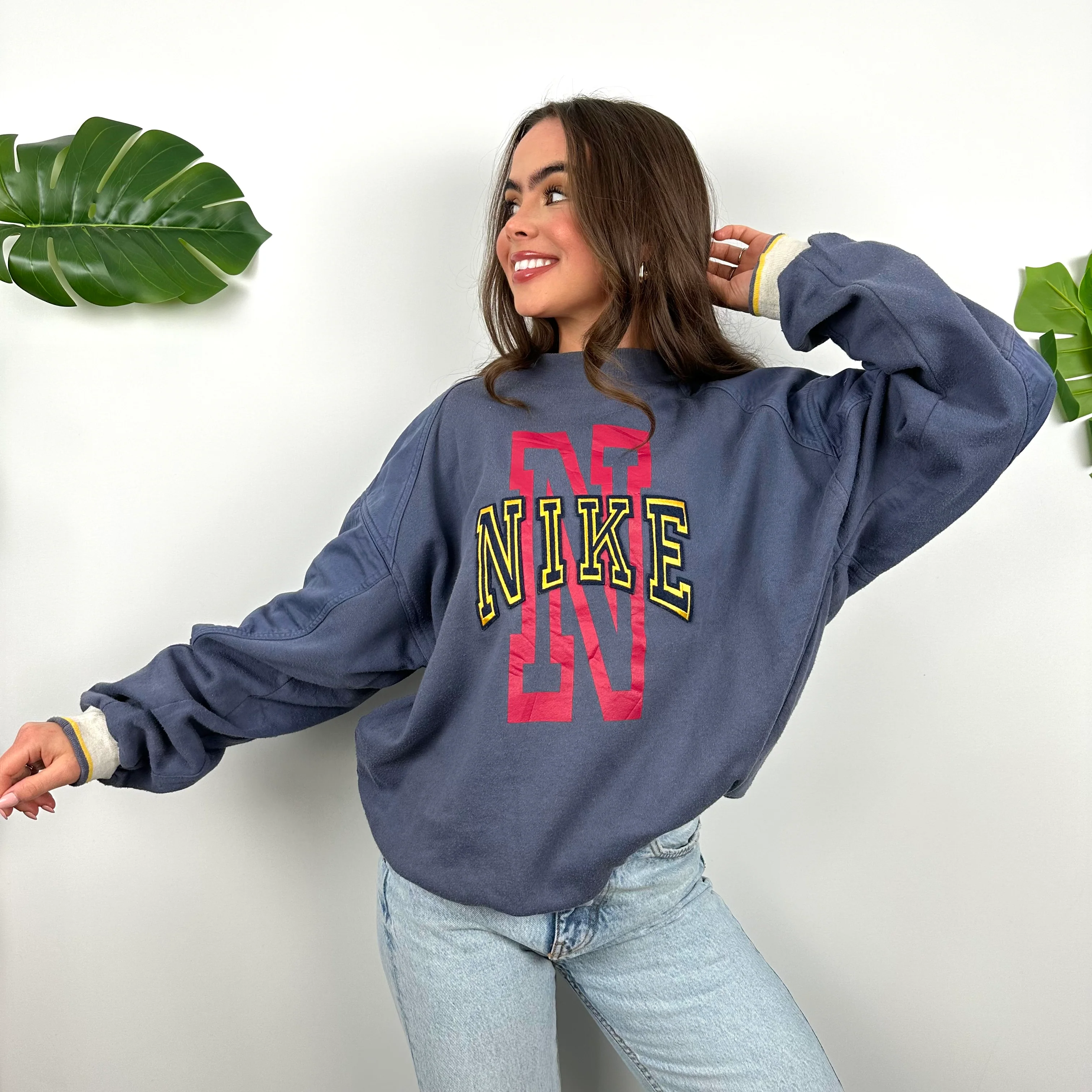 Nike Purple Embroidered Spell Out Sweatshirt (M) - Image 3