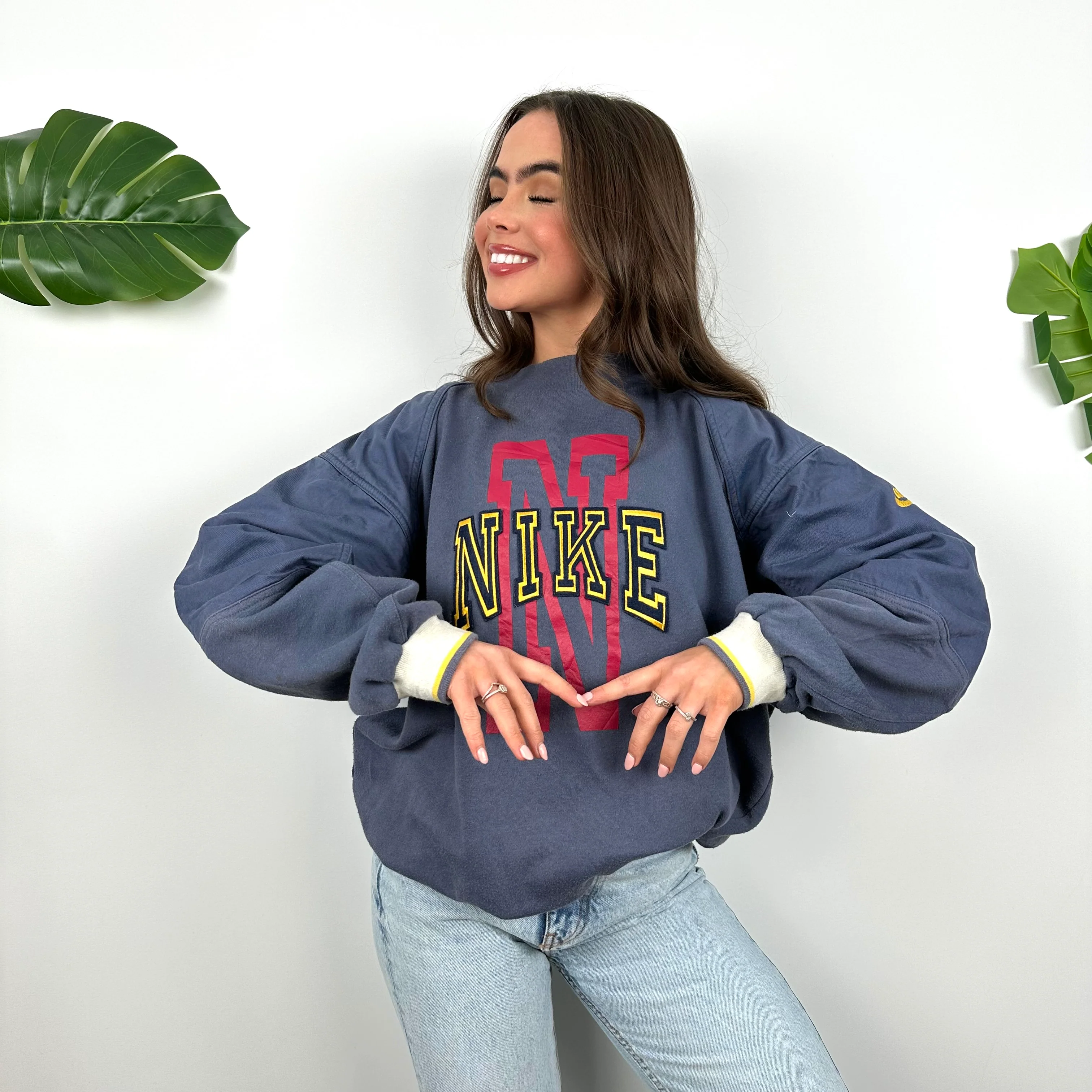 Nike Purple Embroidered Spell Out Sweatshirt (M) - Image 4