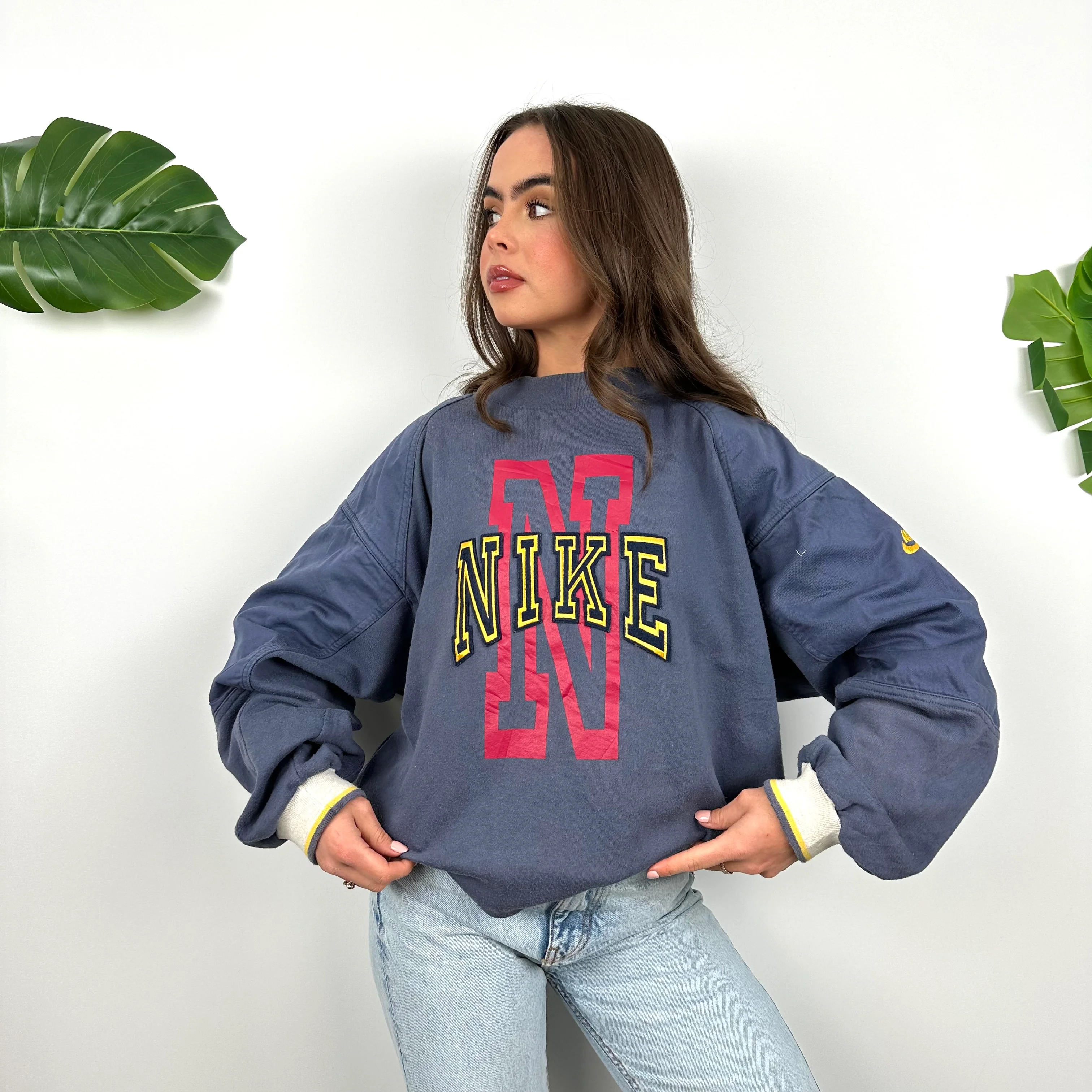 Nike Purple Embroidered Spell Out Sweatshirt (M) - Image 6