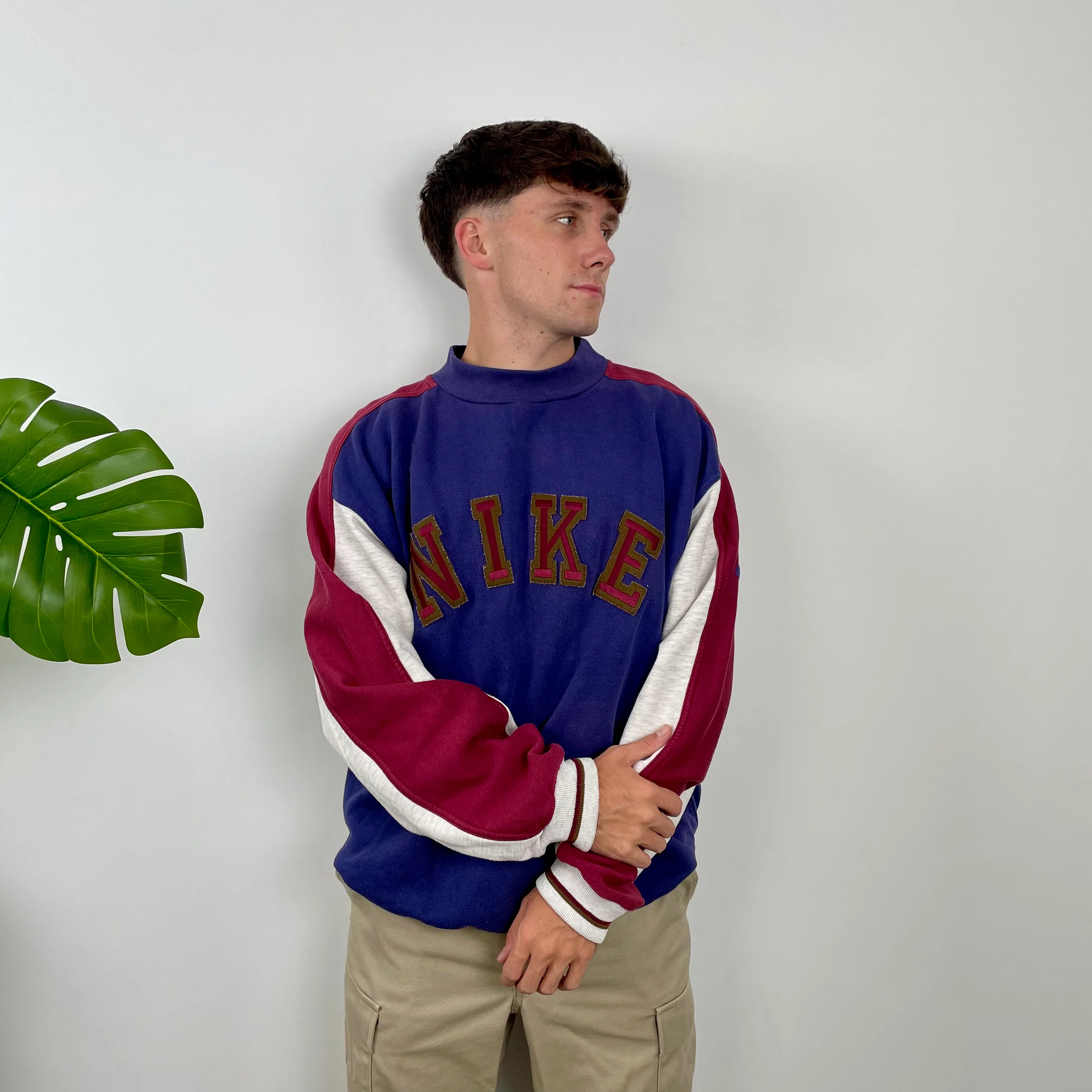 Nike Purple Embroidered Spell Out Sweatshirt (L) - Image 2