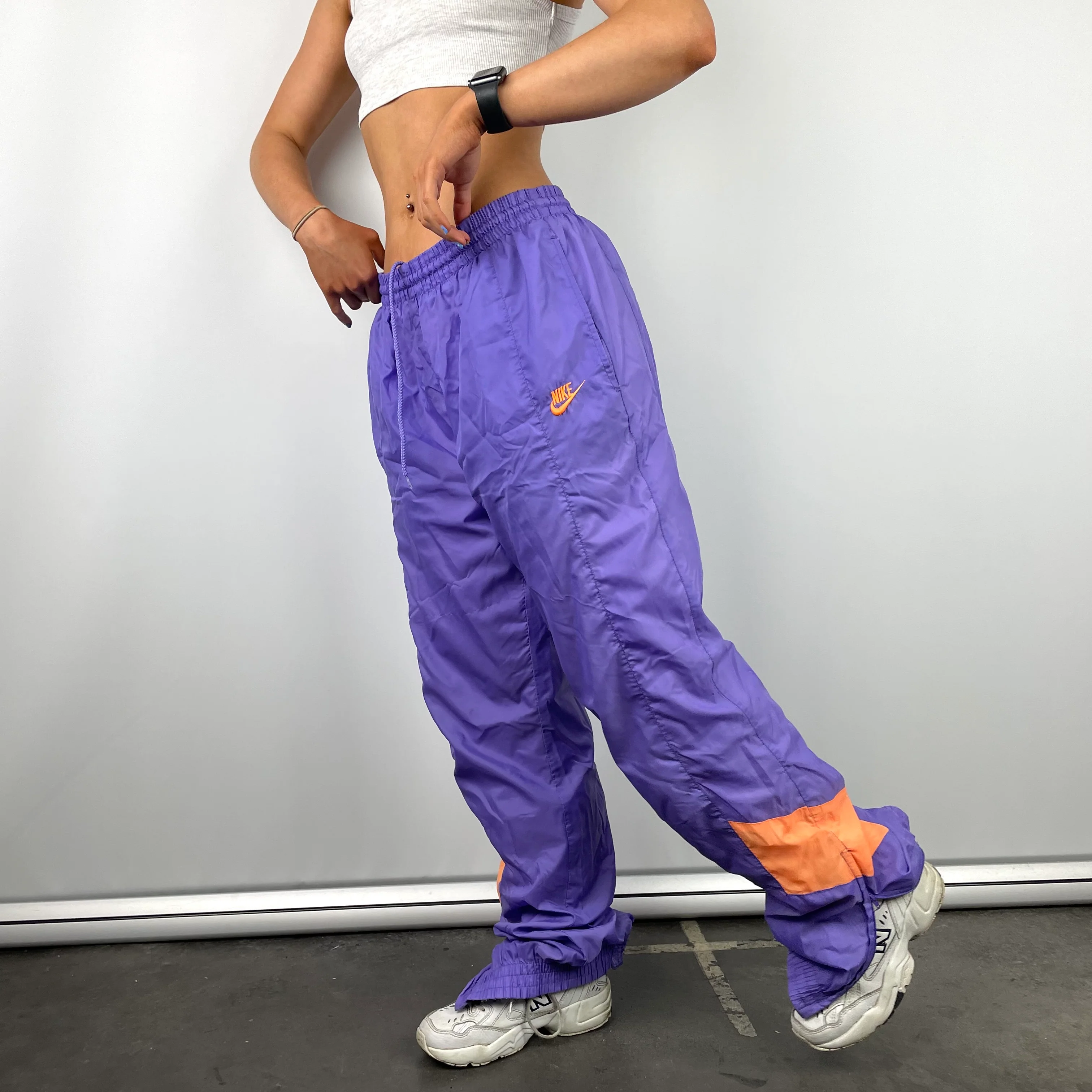Nike Purple Embroidered Spell Out Track Pants (M) - Image 6