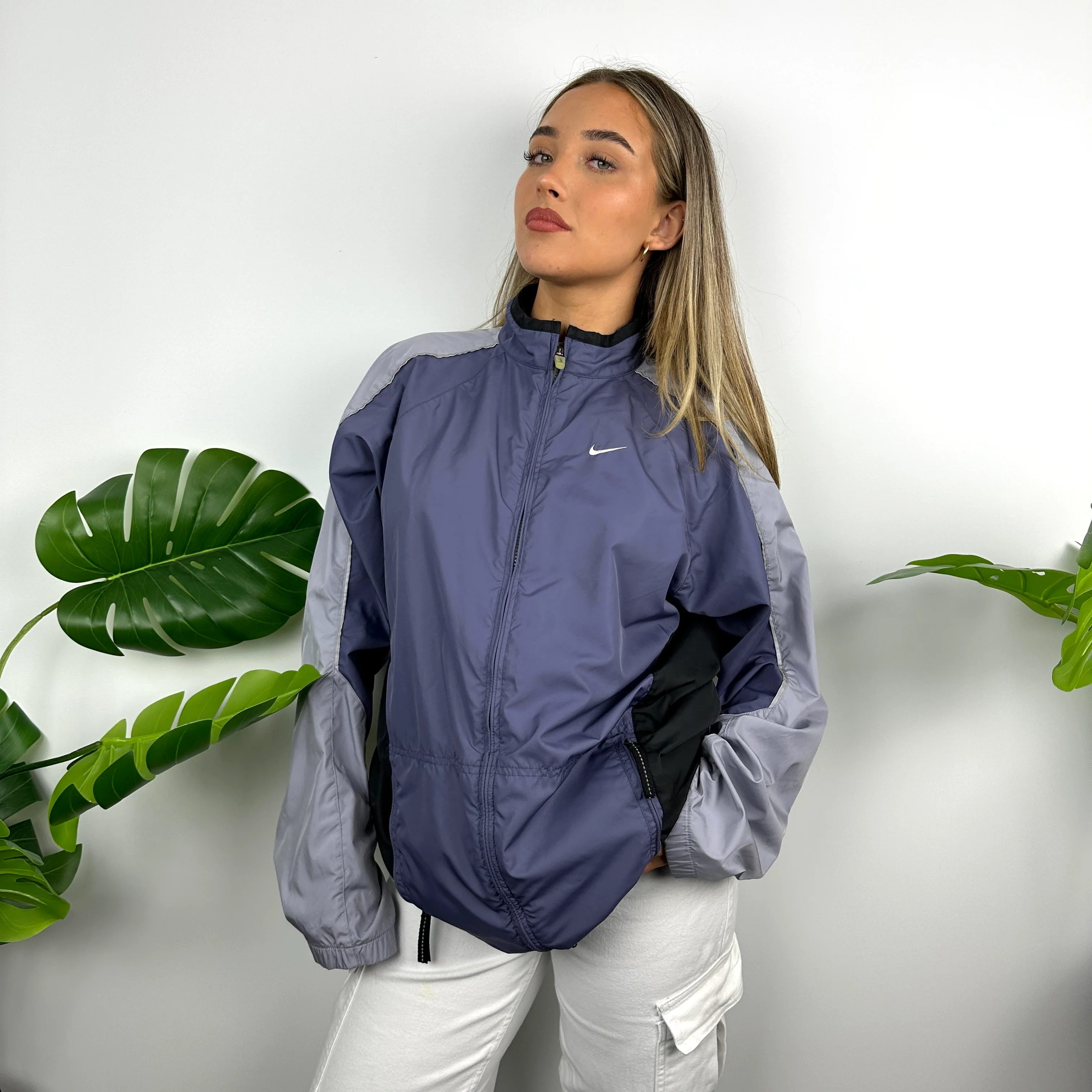 Nike Purple Embroidered Swoosh Windbreaker Jacket (L) - Image 3