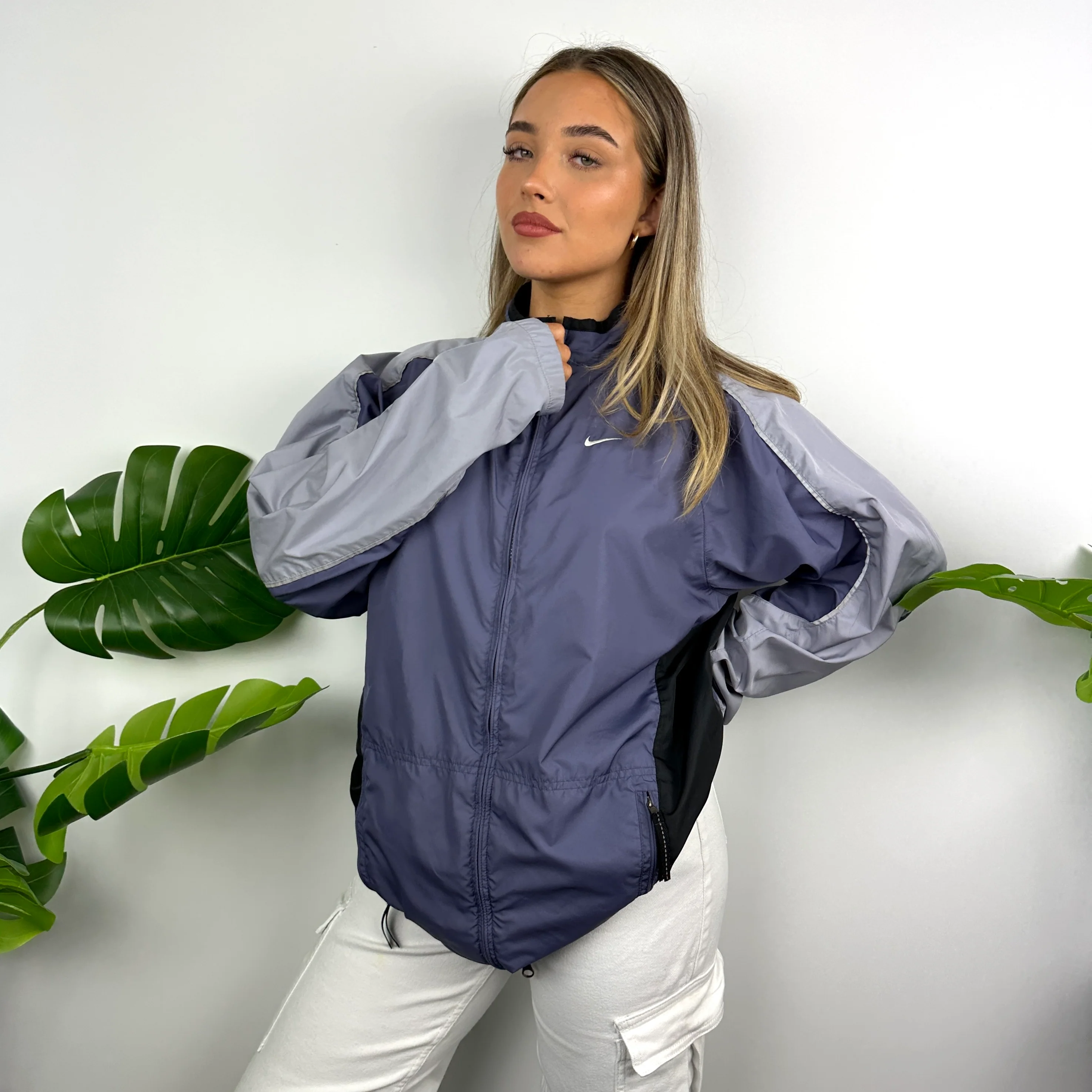 Nike Purple Embroidered Swoosh Windbreaker Jacket (L) - Image 4