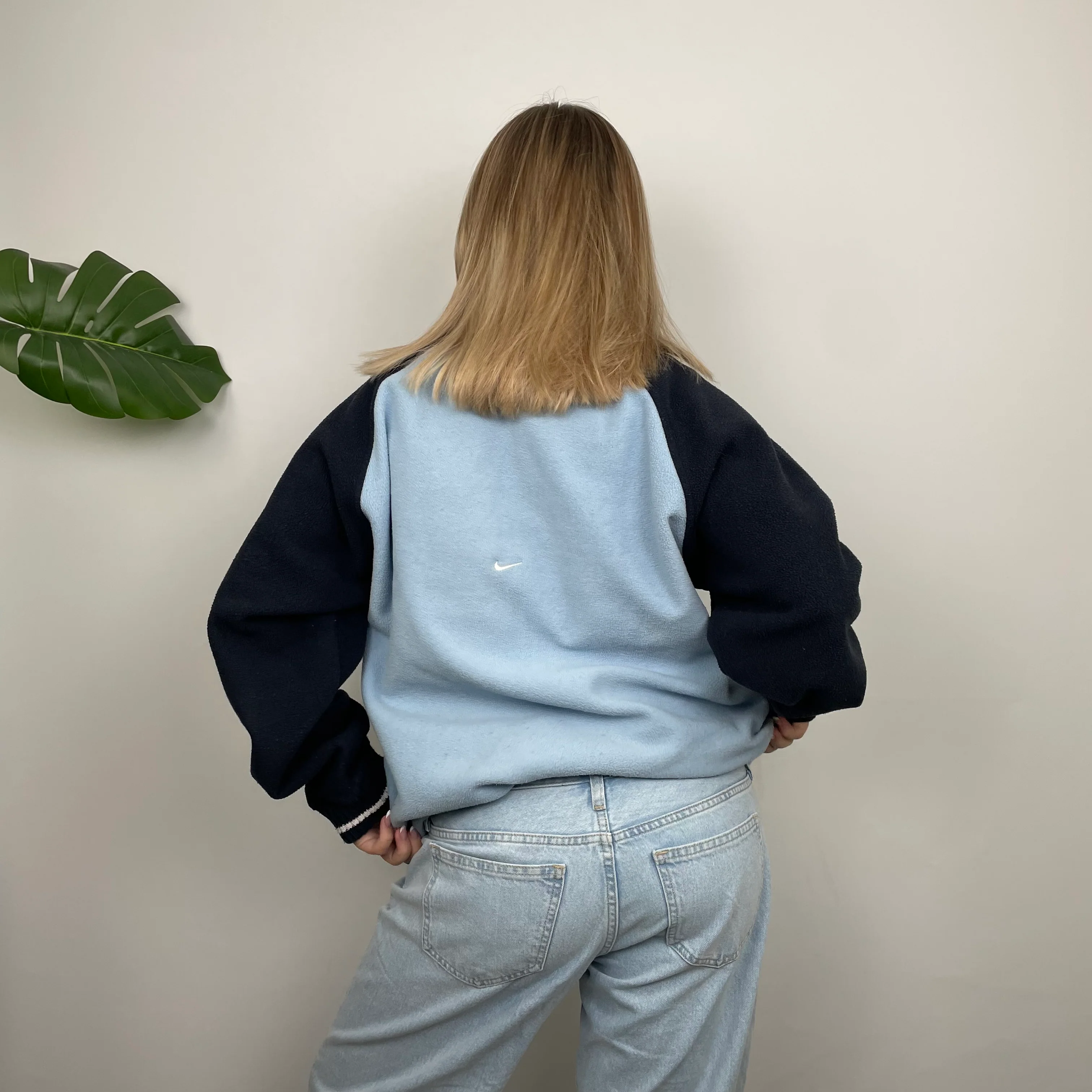 Nike RARE Baby Blue Embroidered Spell Out Quarter Zip Sweatshirt (L) - Image 6
