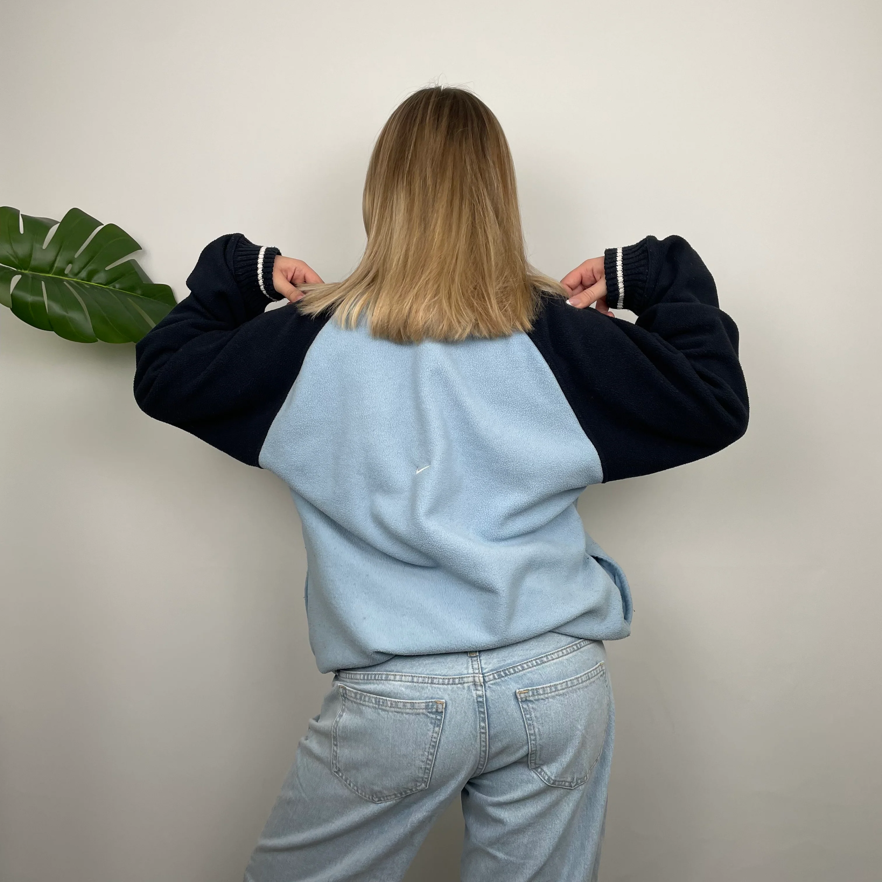 Nike RARE Baby Blue Embroidered Spell Out Quarter Zip Sweatshirt (L) - Image 7