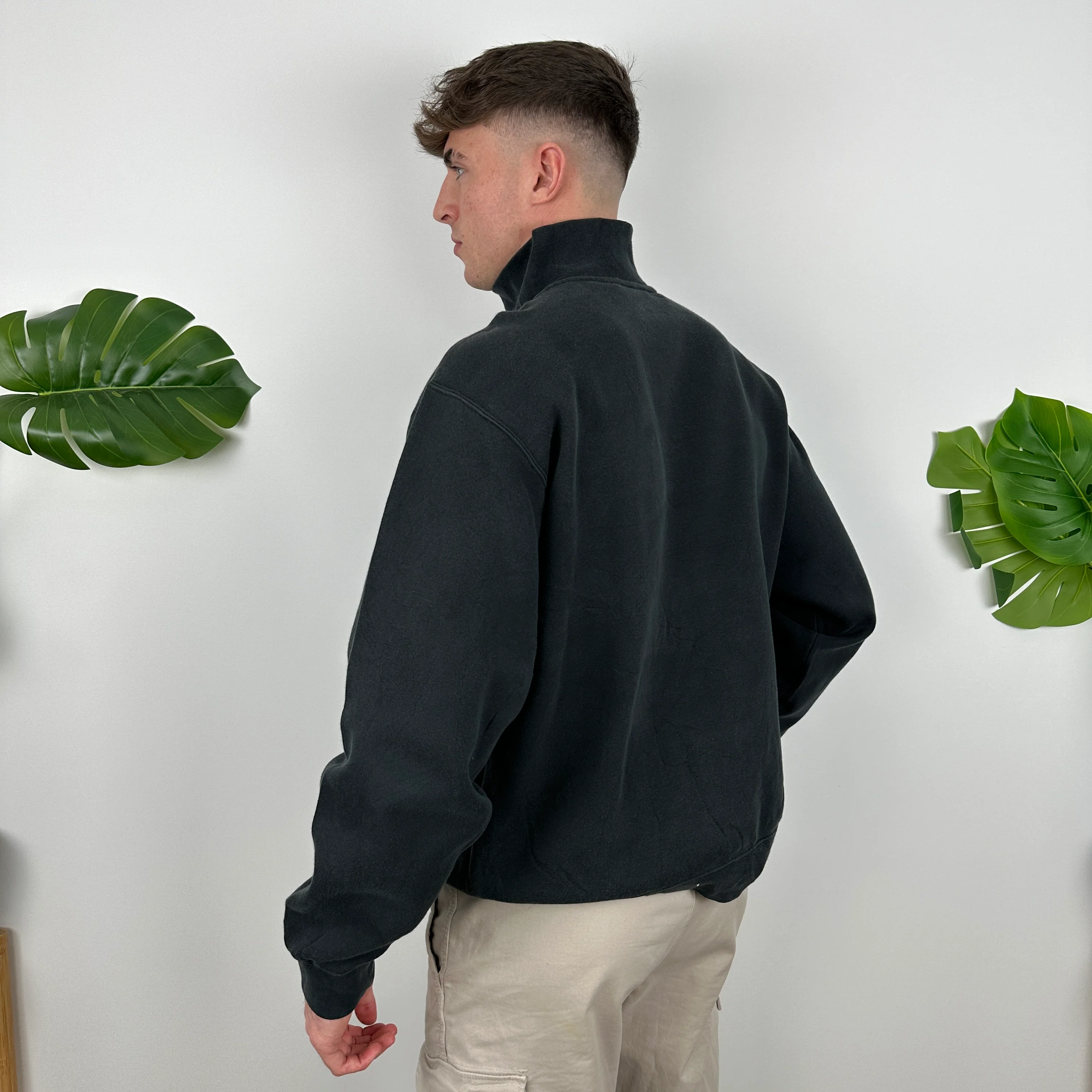 Nike RARE Black Embroidered Spell Out Quarter Zip Sweatshirt (L) - Image 6