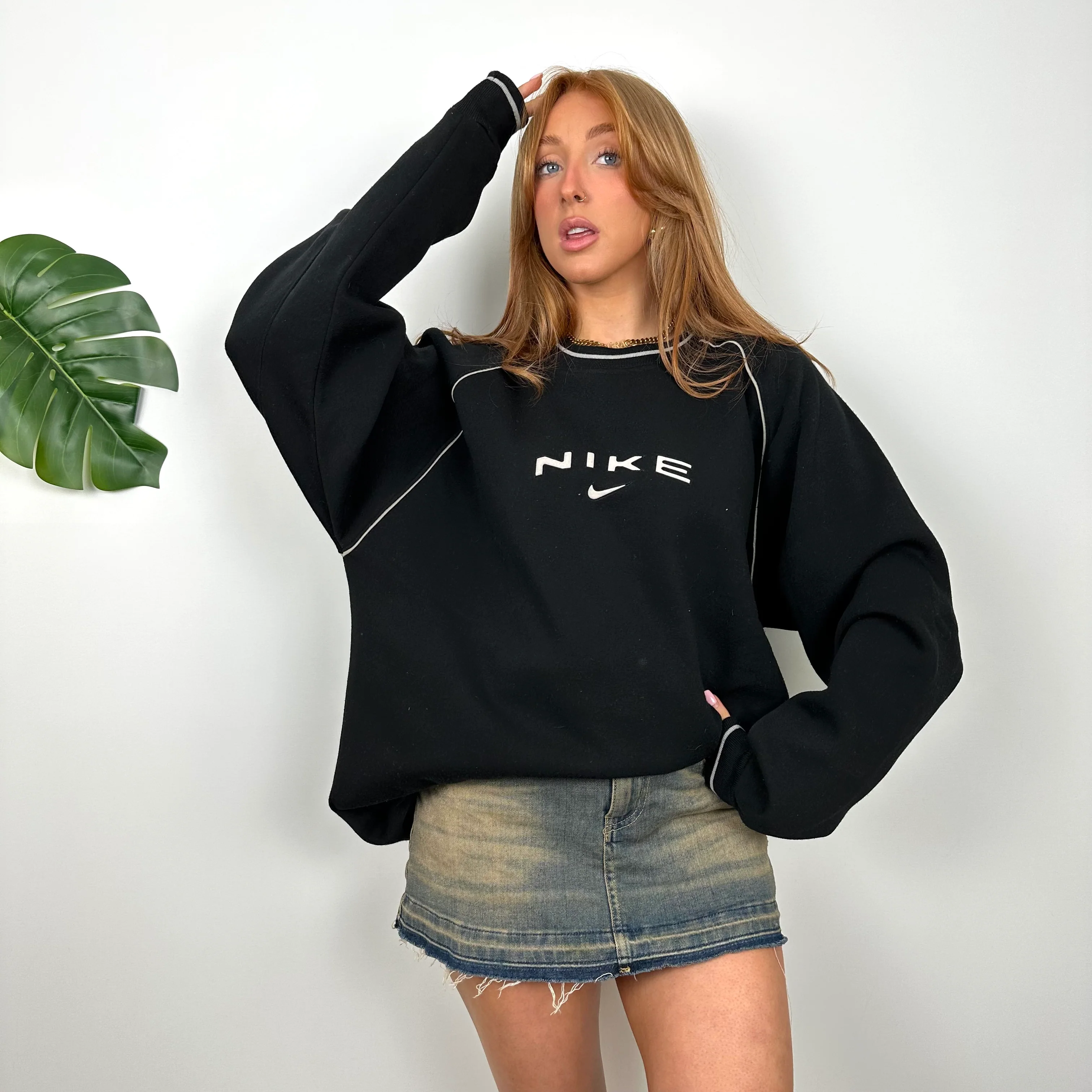 Nike RARE Black Embroidered Spell Out Sweatshirt (XL) - Image 3