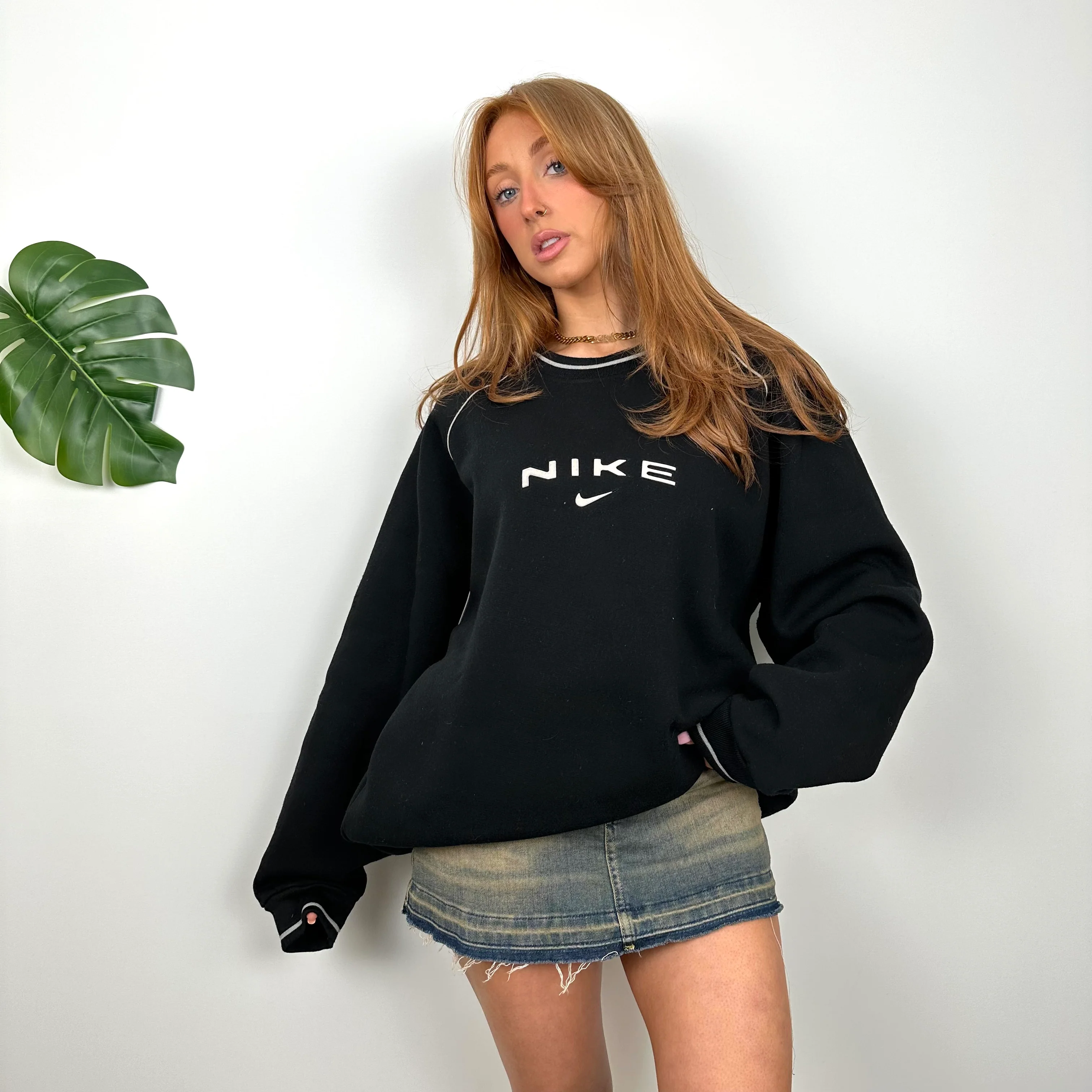 Nike RARE Black Embroidered Spell Out Sweatshirt (XL) - Image 4