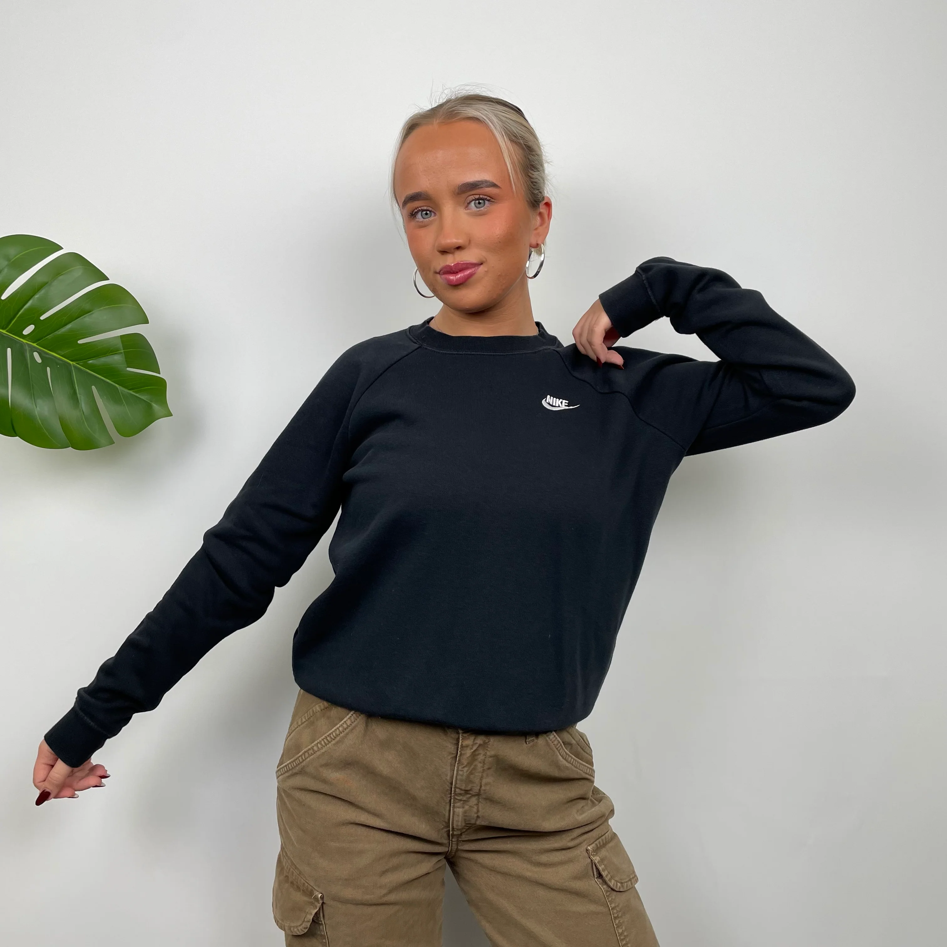 Nike RARE Black Embroidered Spell Out Sweatshirt (S) - Image 3