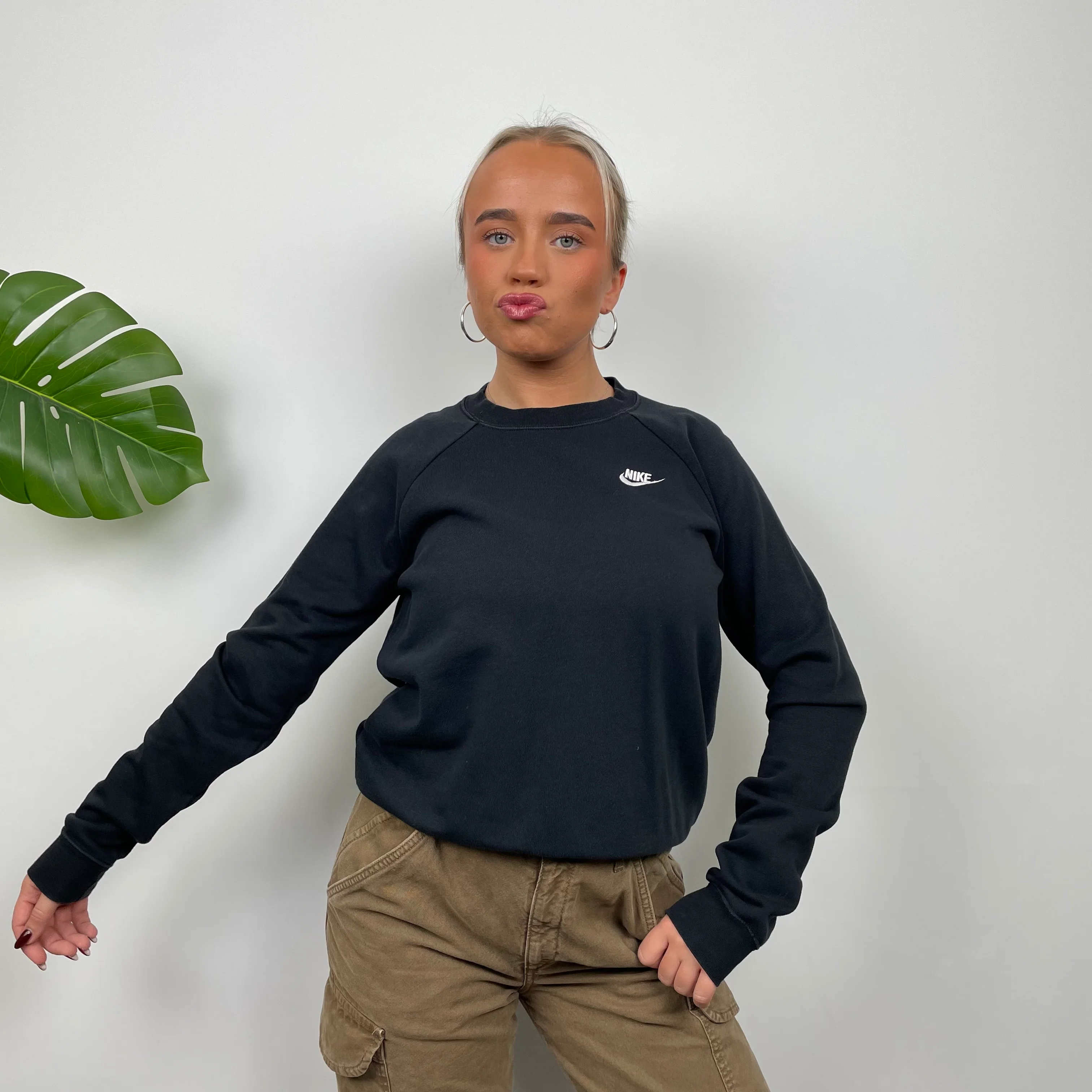 Nike RARE Black Embroidered Spell Out Sweatshirt (S) - Image 4