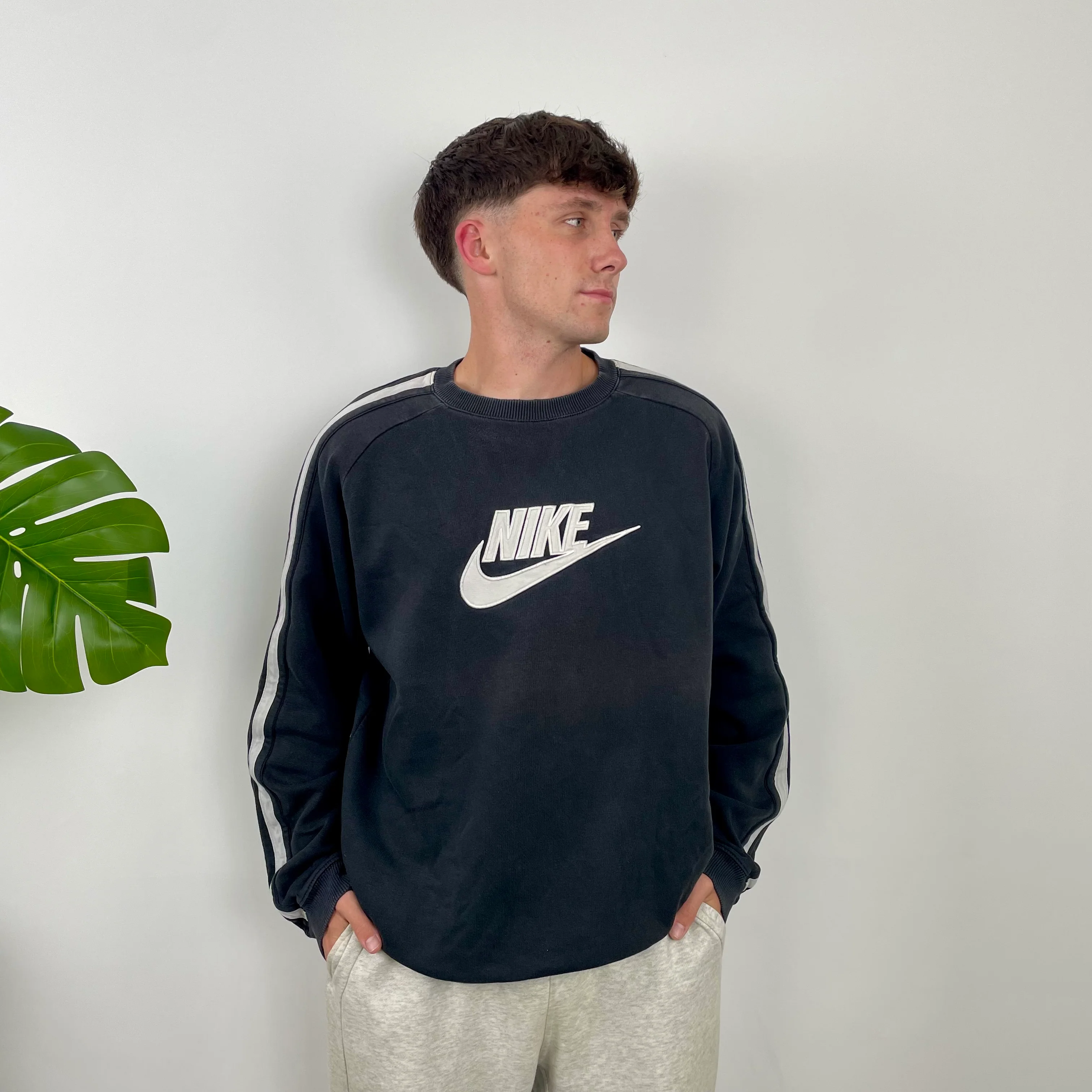 Nike RARE Black Embroidered Spell Out Sweatshirt (L) - Image 2