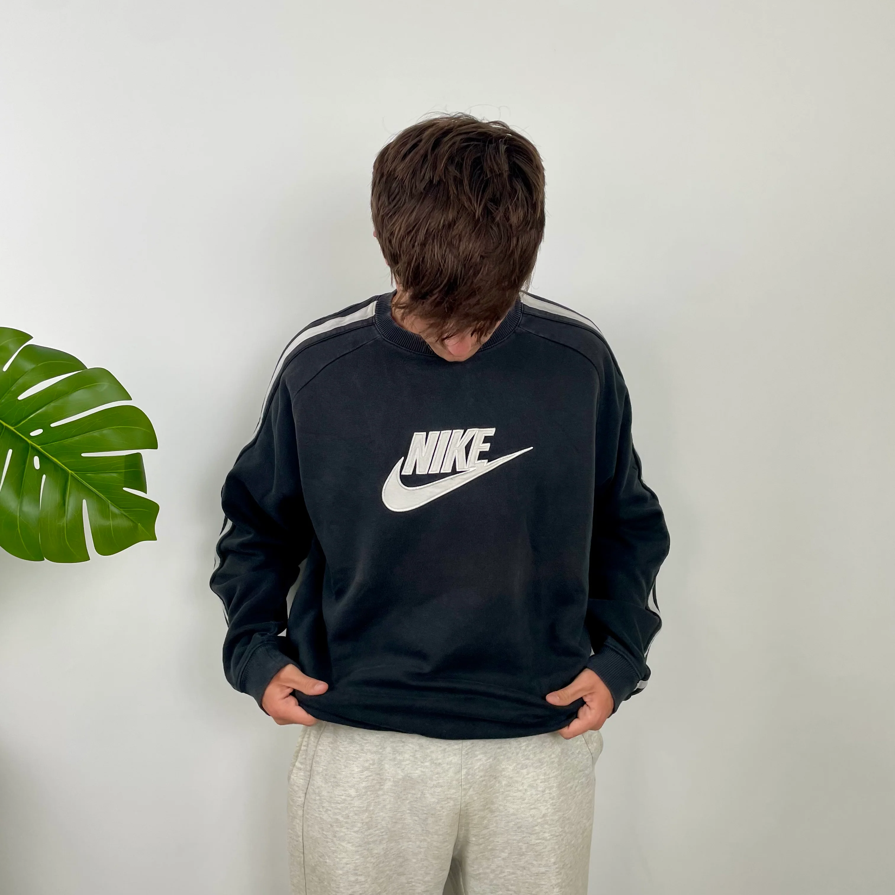 Nike RARE Black Embroidered Spell Out Sweatshirt (L) - Image 4