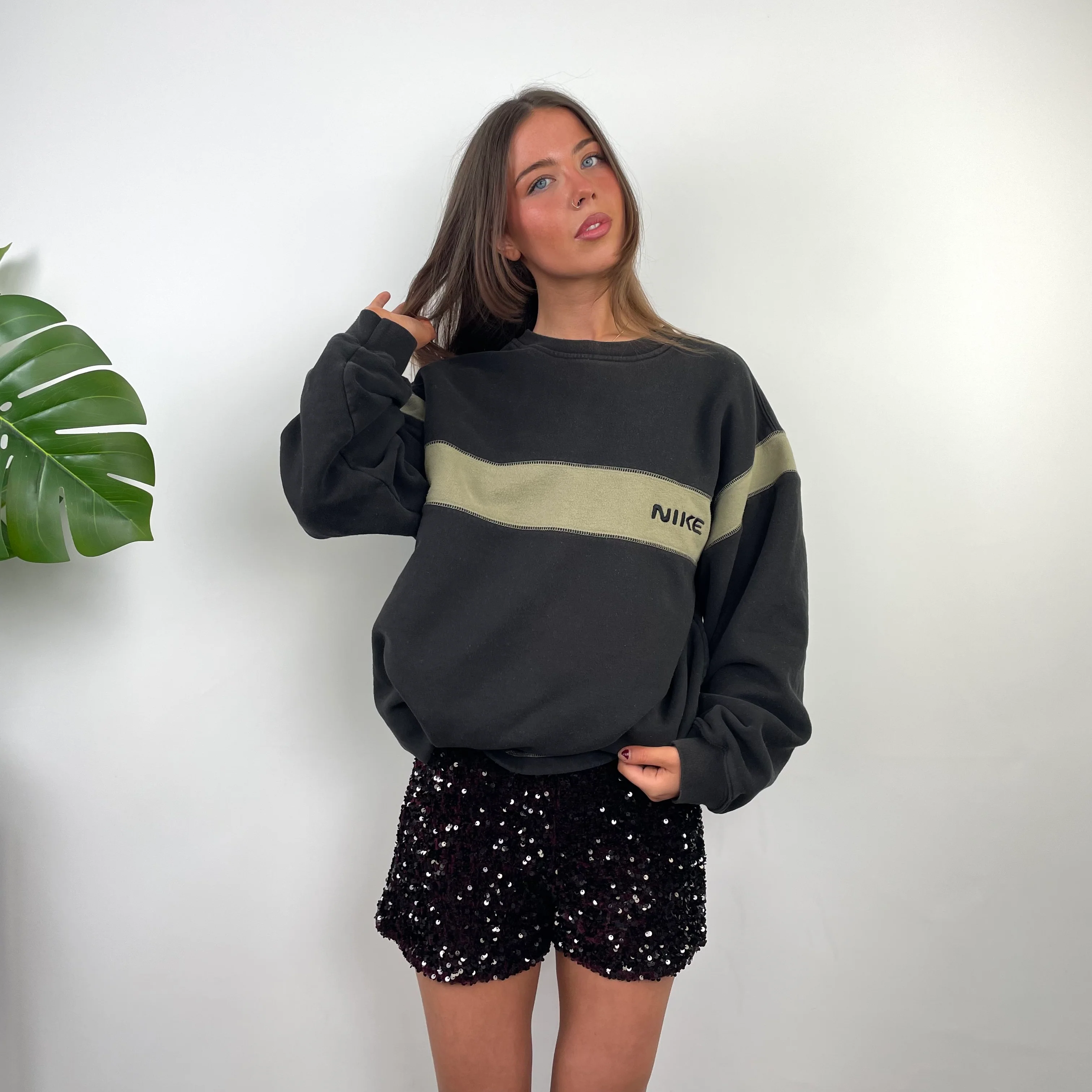 Nike RARE Black Embroidered Spell Out Sweatshirt (XXL) - Image 4