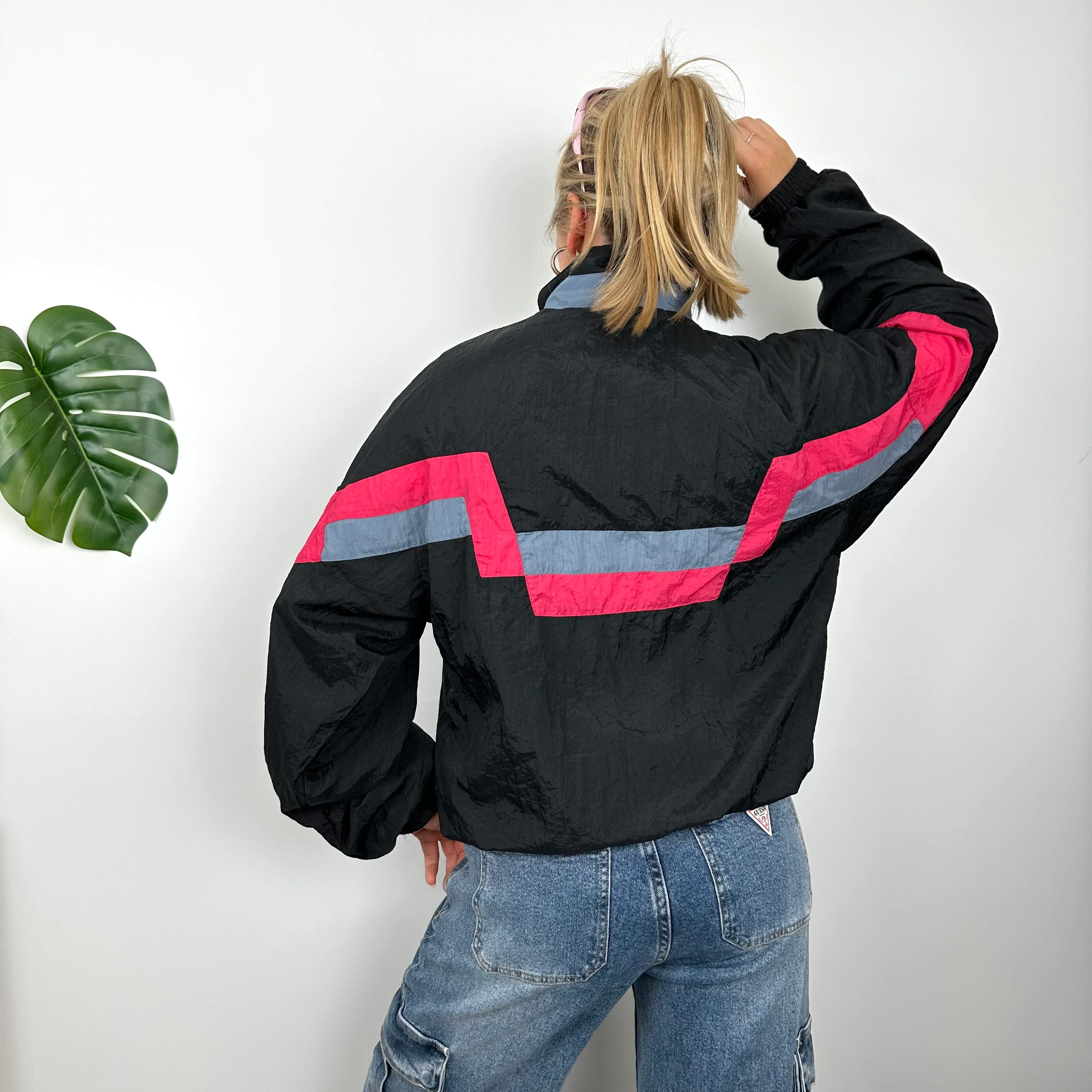 Nike RARE Black Embroidered Swoosh Windbreaker Jacket (S) - Image 6