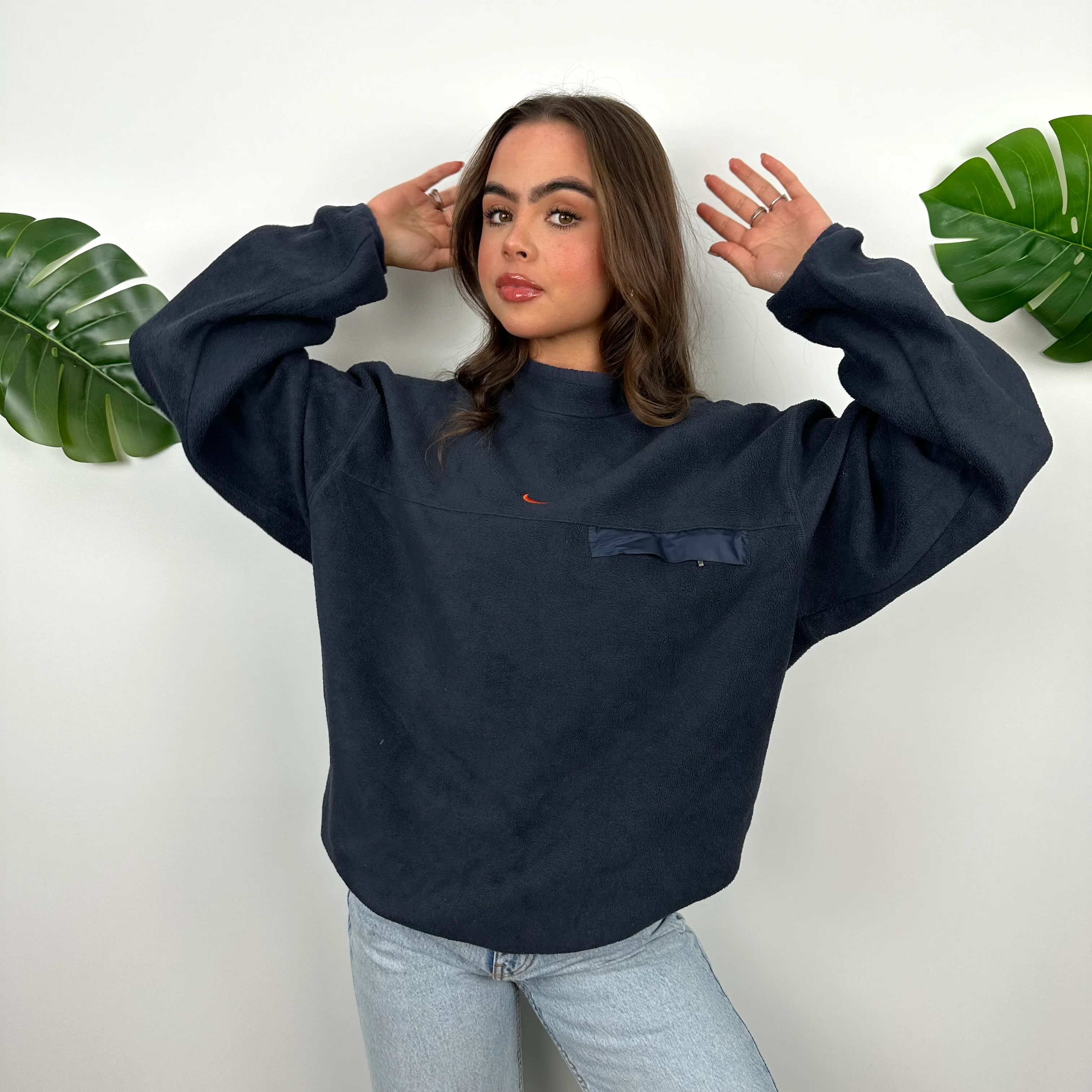 Nike RARE Blue Embroidered Centre Swoosh Teddy Bear Fleece Sweatshirt (S) - Image 6