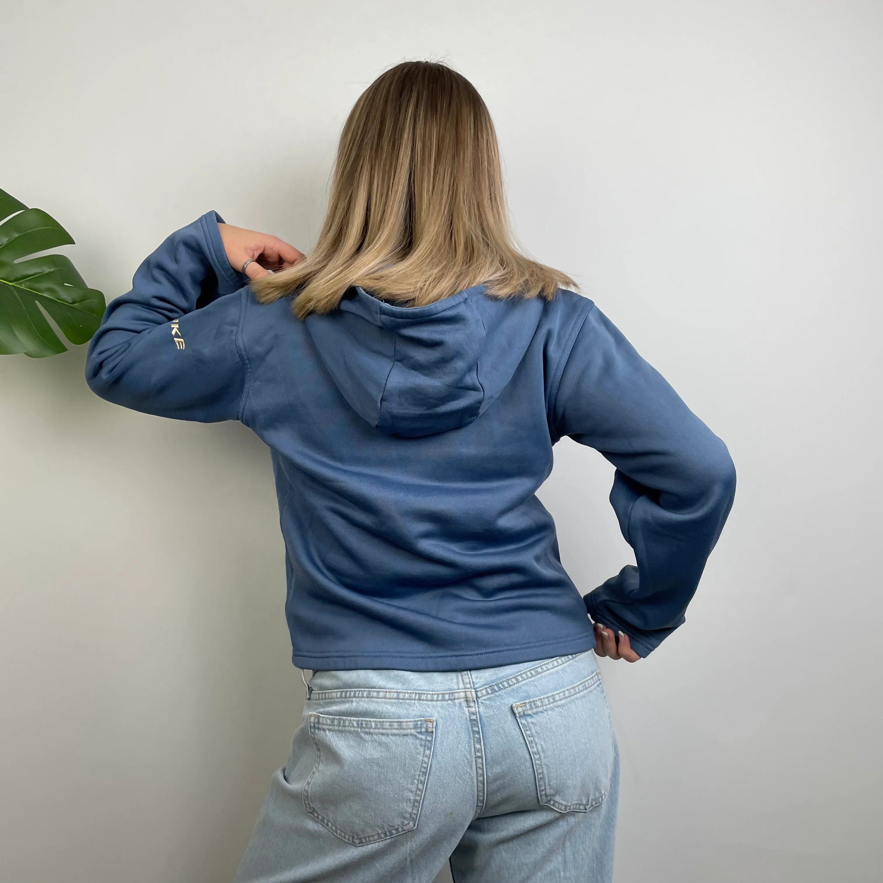 Nike RARE Blue Embroidered Swoosh Quarter Zip Hoodie (S) - Image 7