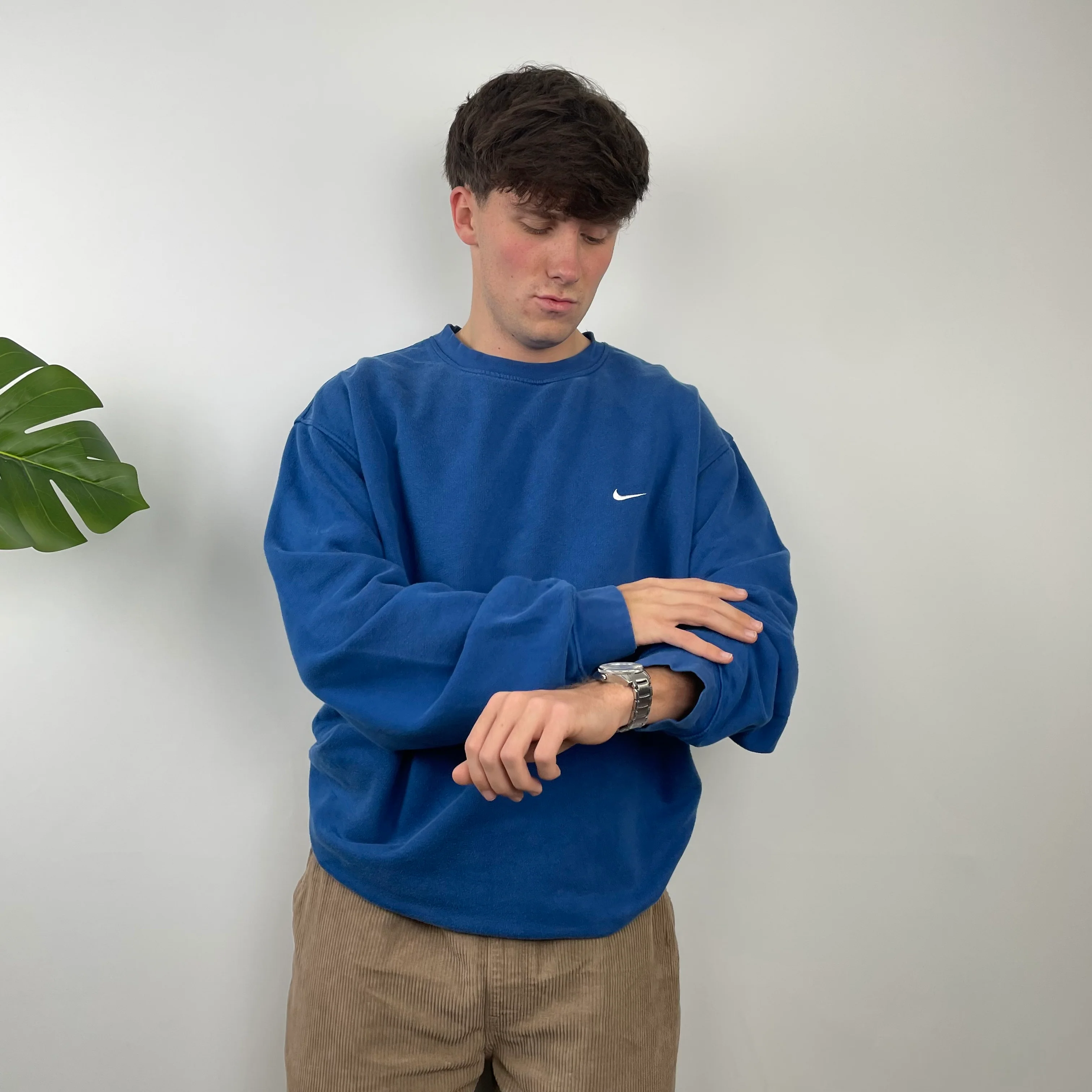 Nike RARE Blue Embroidered Swoosh Sweatshirt (XL) - Image 2