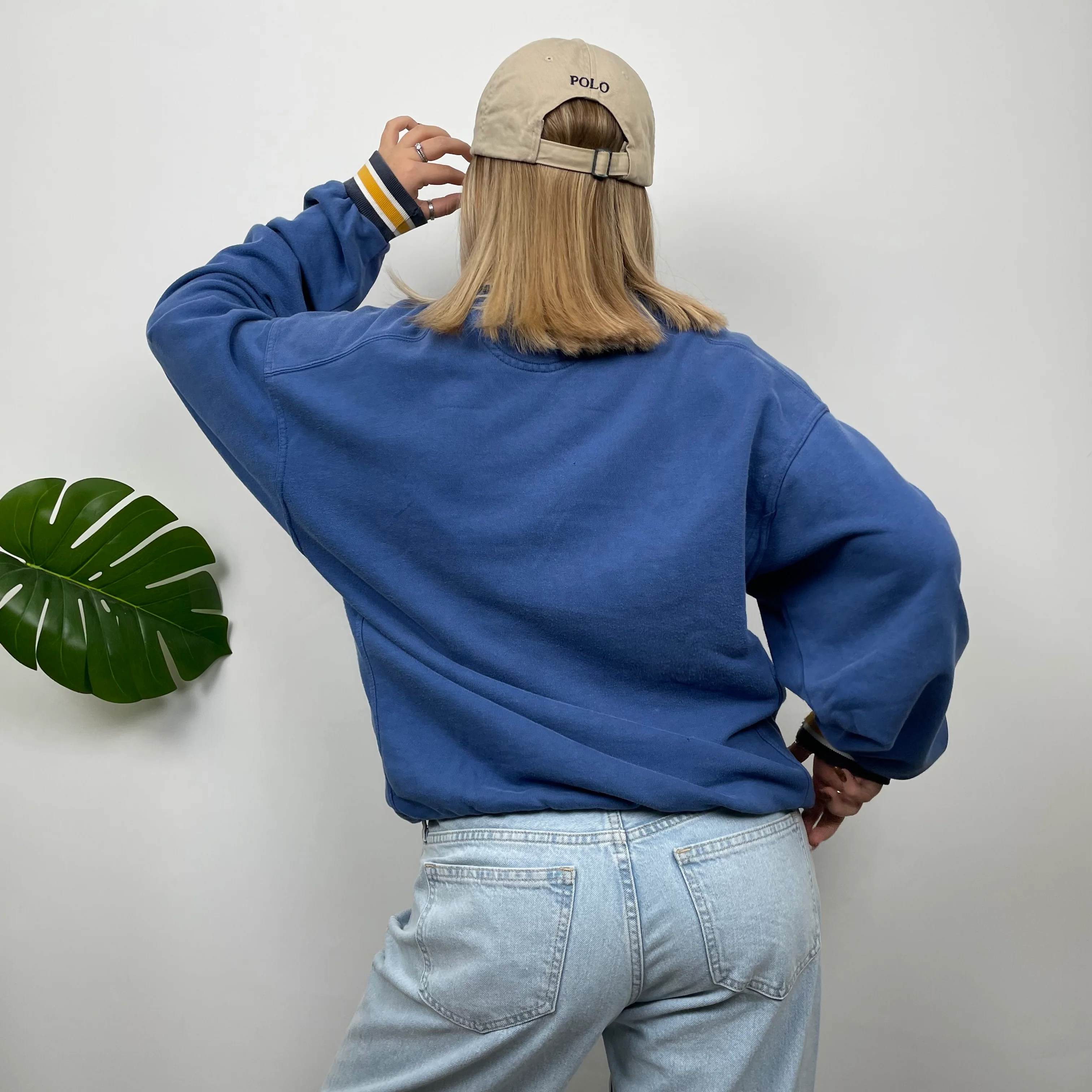 Nike RARE Blue Embroidered Swoosh Sweatshirt (M) - Image 4