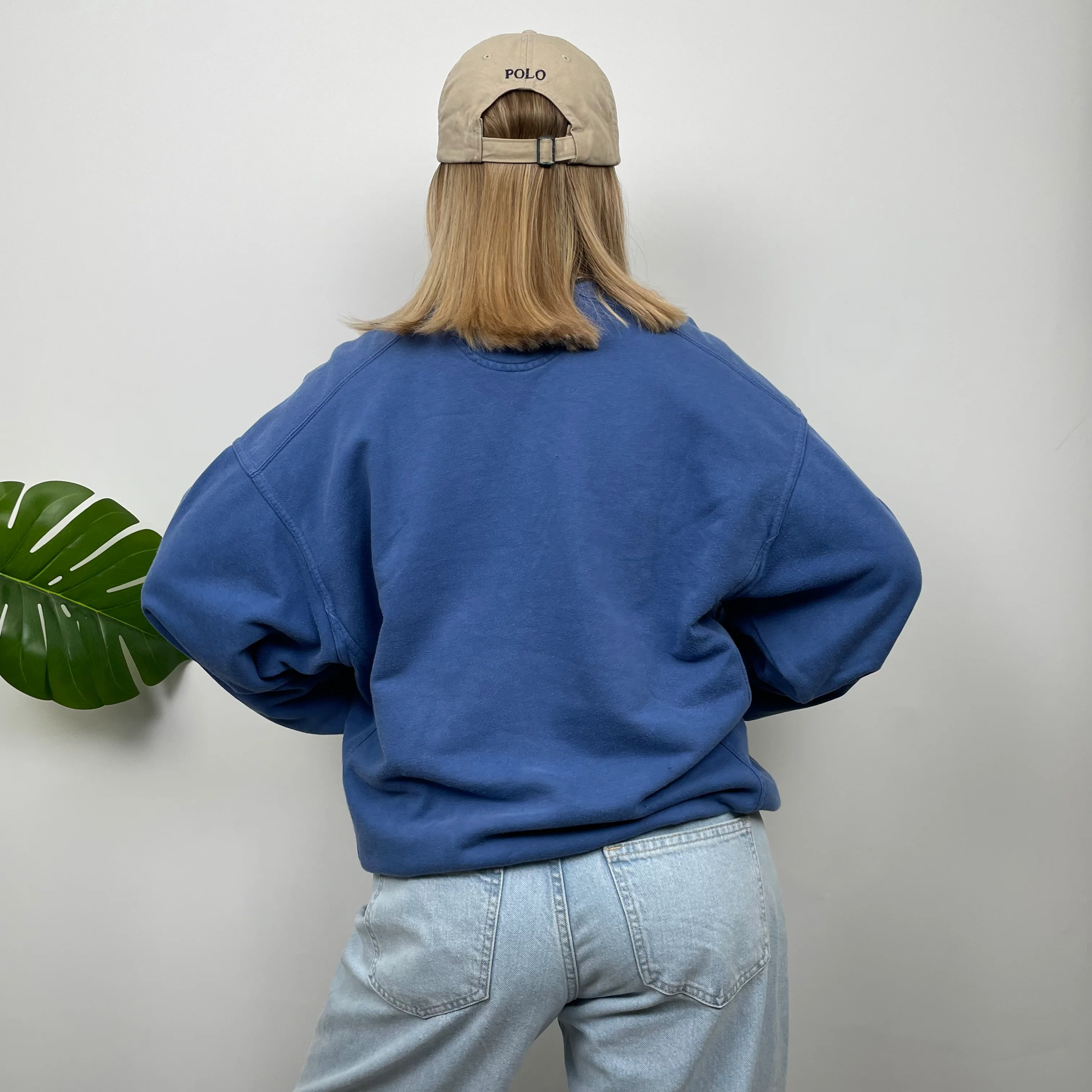 Nike RARE Blue Embroidered Swoosh Sweatshirt (M) - Image 5