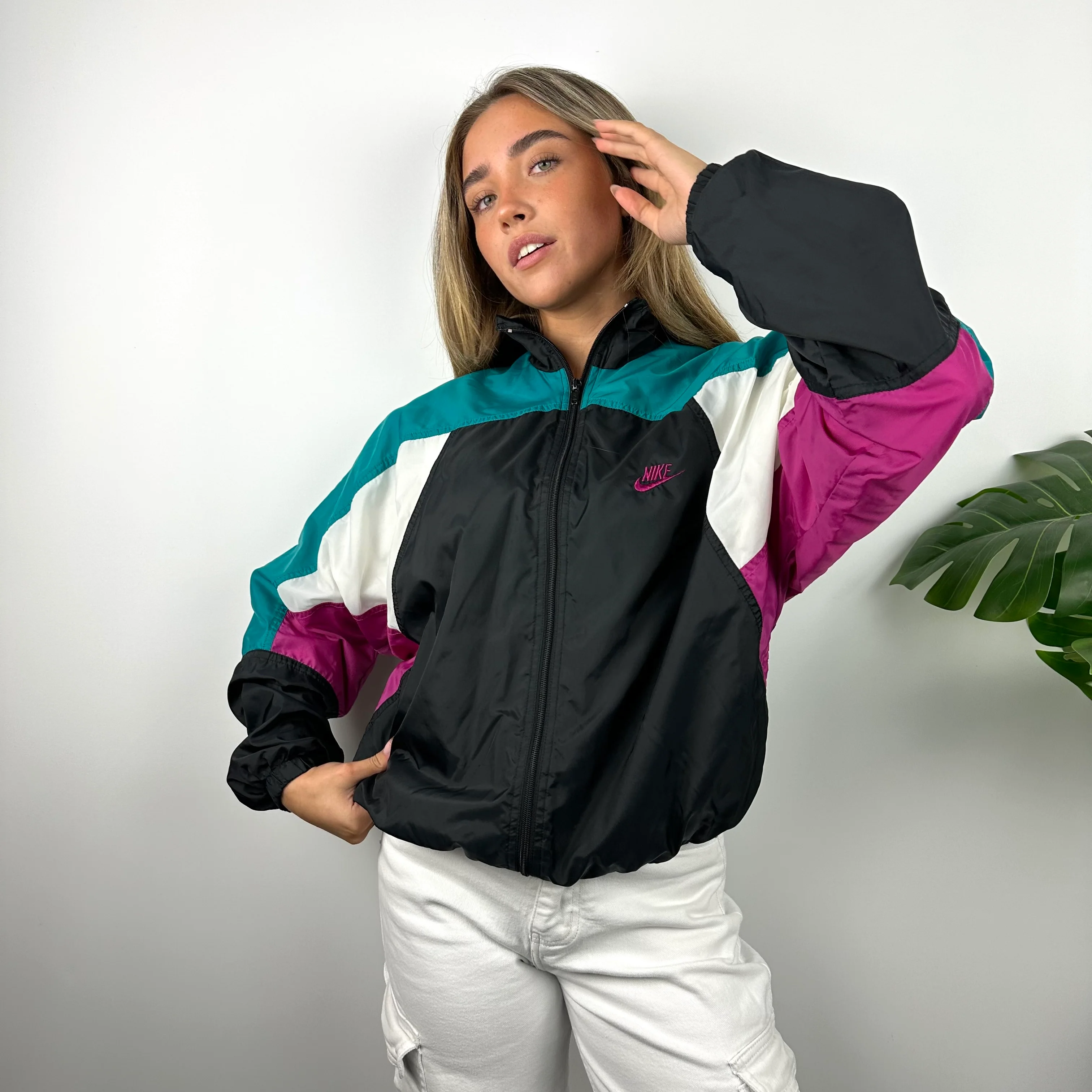 Nike Colour Block Embroidered Spell Out Windbreaker Jacket (S) - Image 7