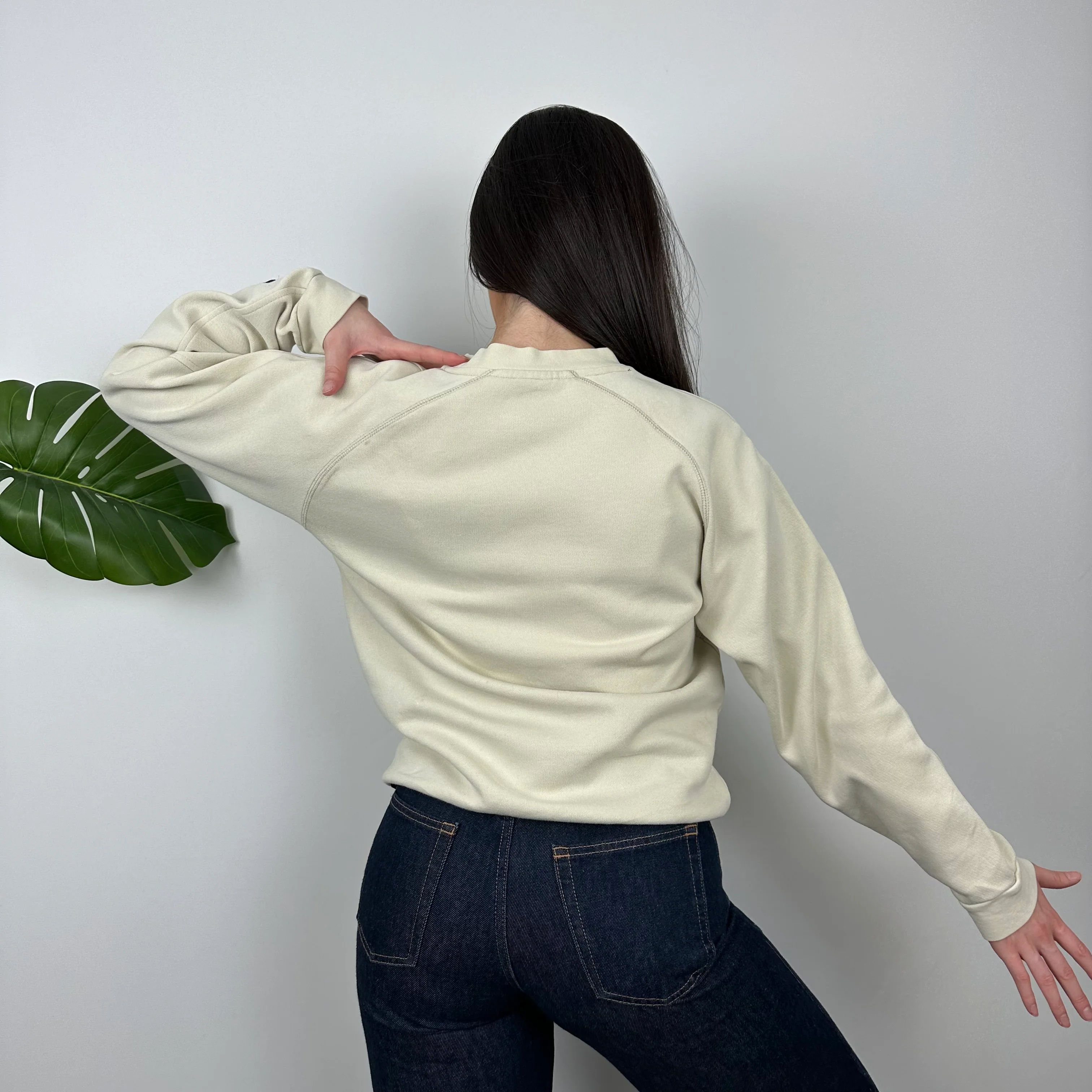 Nike RARE Cream Embroidered Spell Out Sweatshirt (S) - Image 5