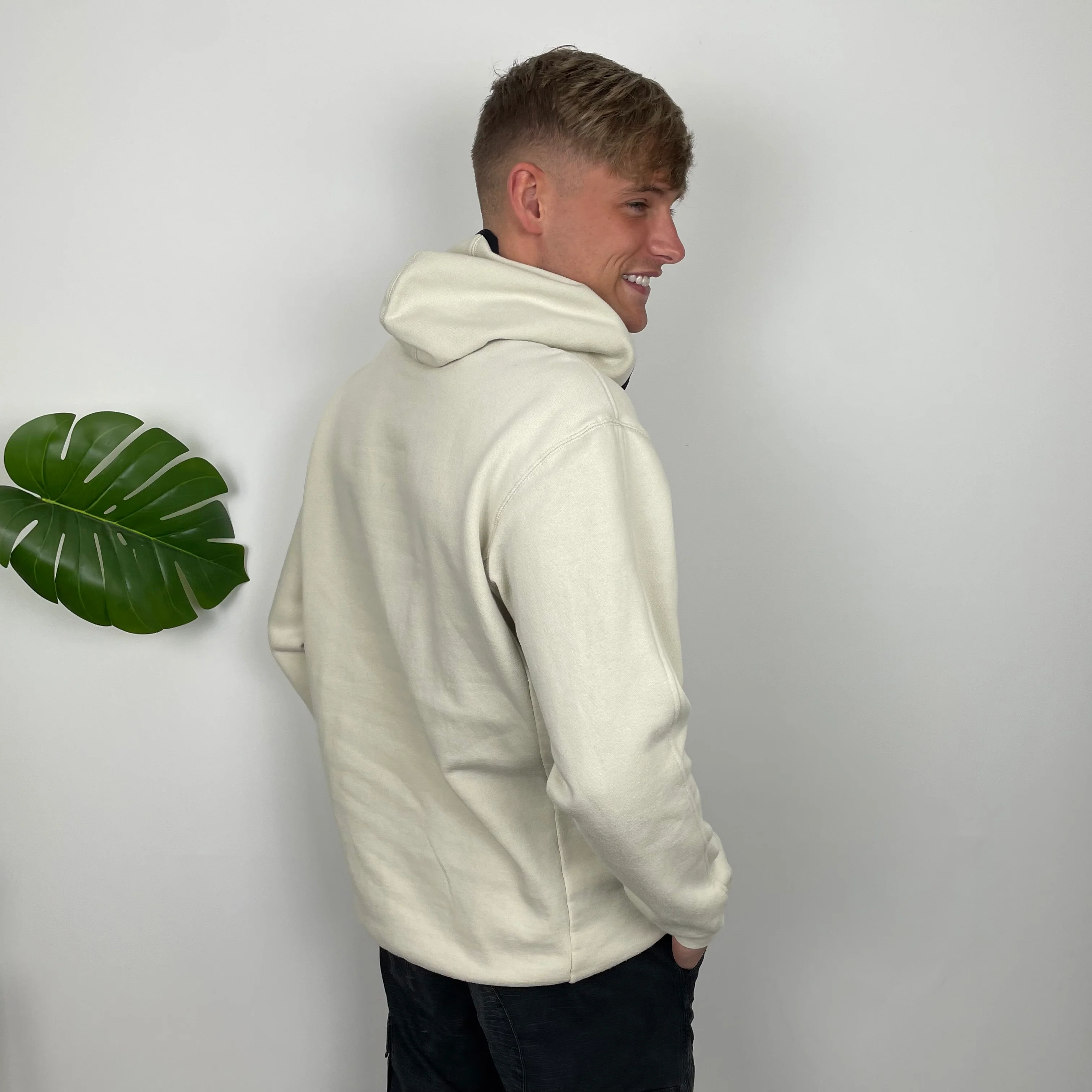 Nike RARE Cream Embroidered Swoosh Hoodie (XL) - Image 6