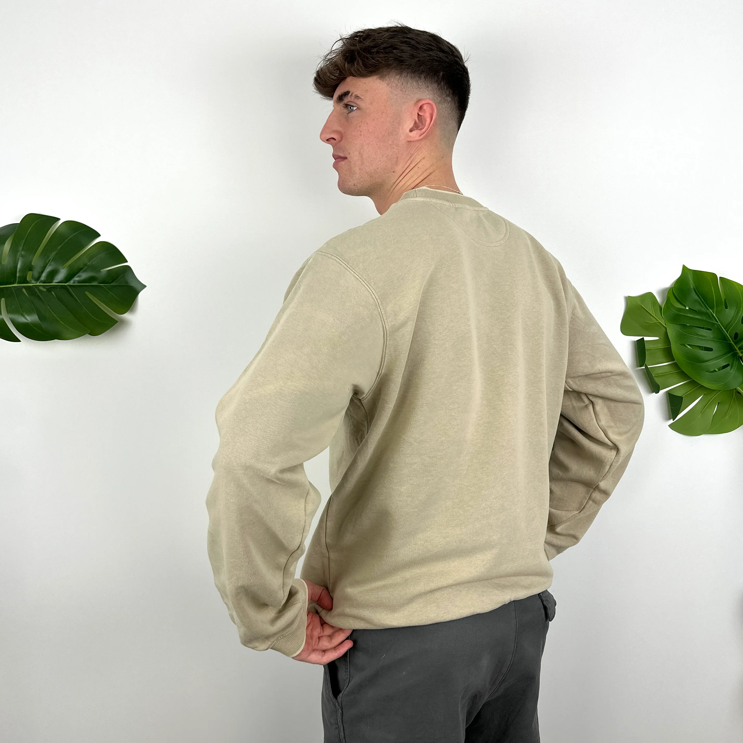 Nike RARE Tan Brown Embroidered Swoosh Sweatshirt (L) - Image 7