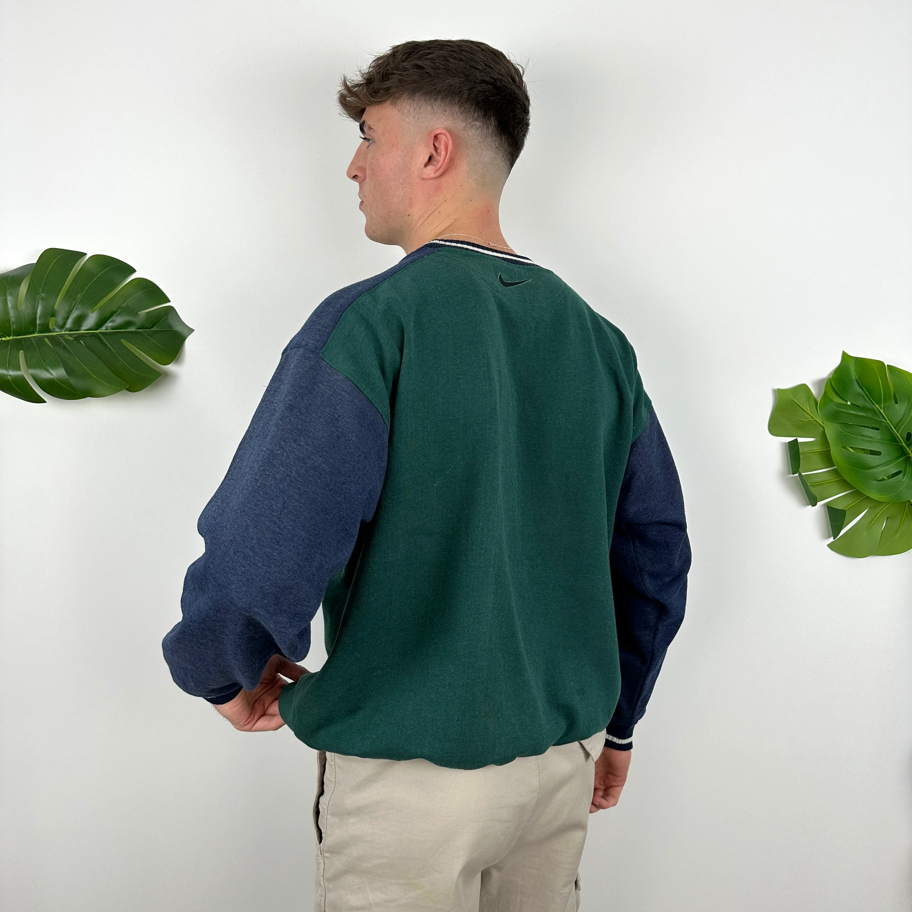 Nike RARE Green Embroidered Spell Out Sweatshirt (XL) - Image 6