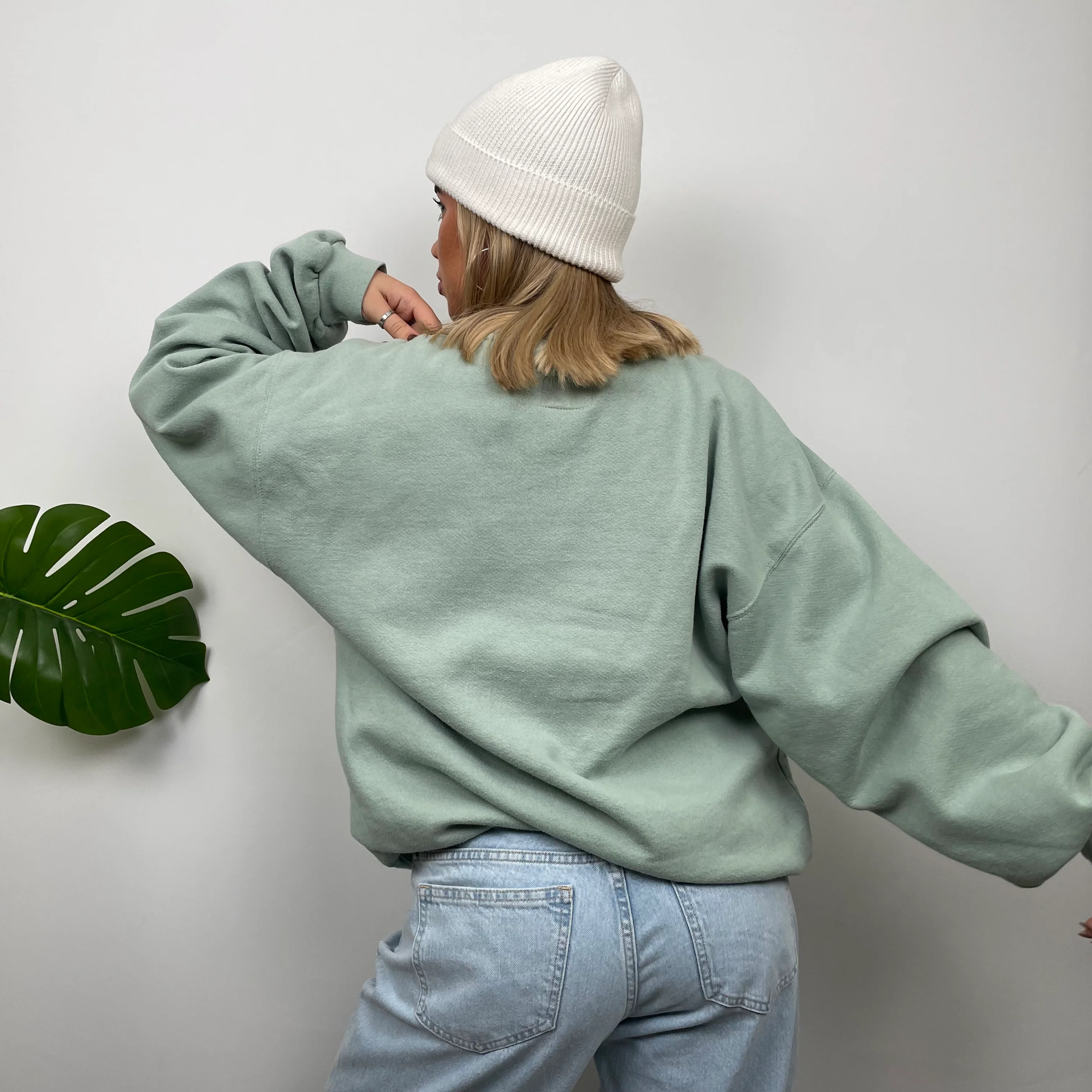 Nike RARE Mint Green Embroidered Swoosh Sweatshirt (M) - Image 7