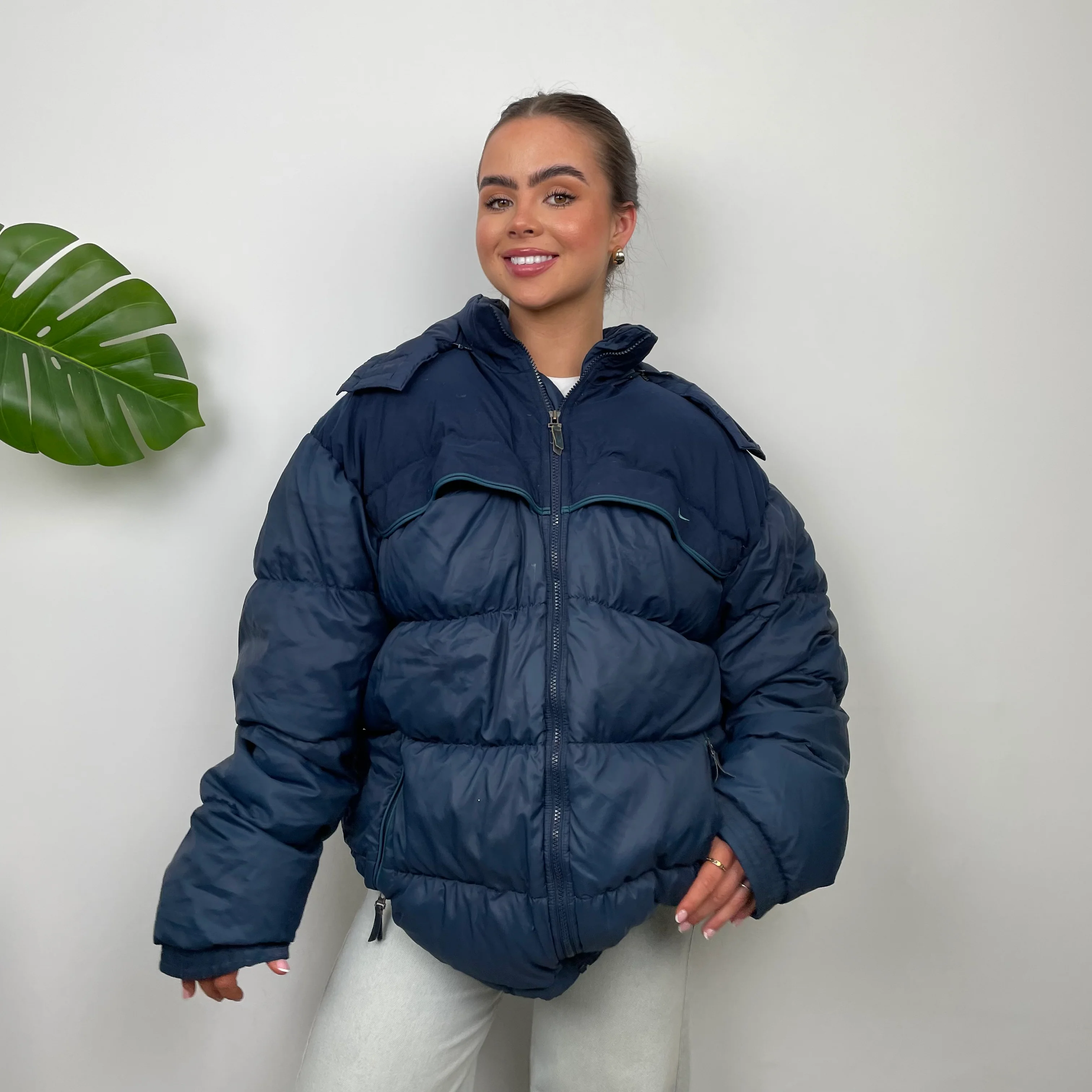 Nike RARE Navy Embroidered Swoosh Puffer Jacket (XL) - Image 6