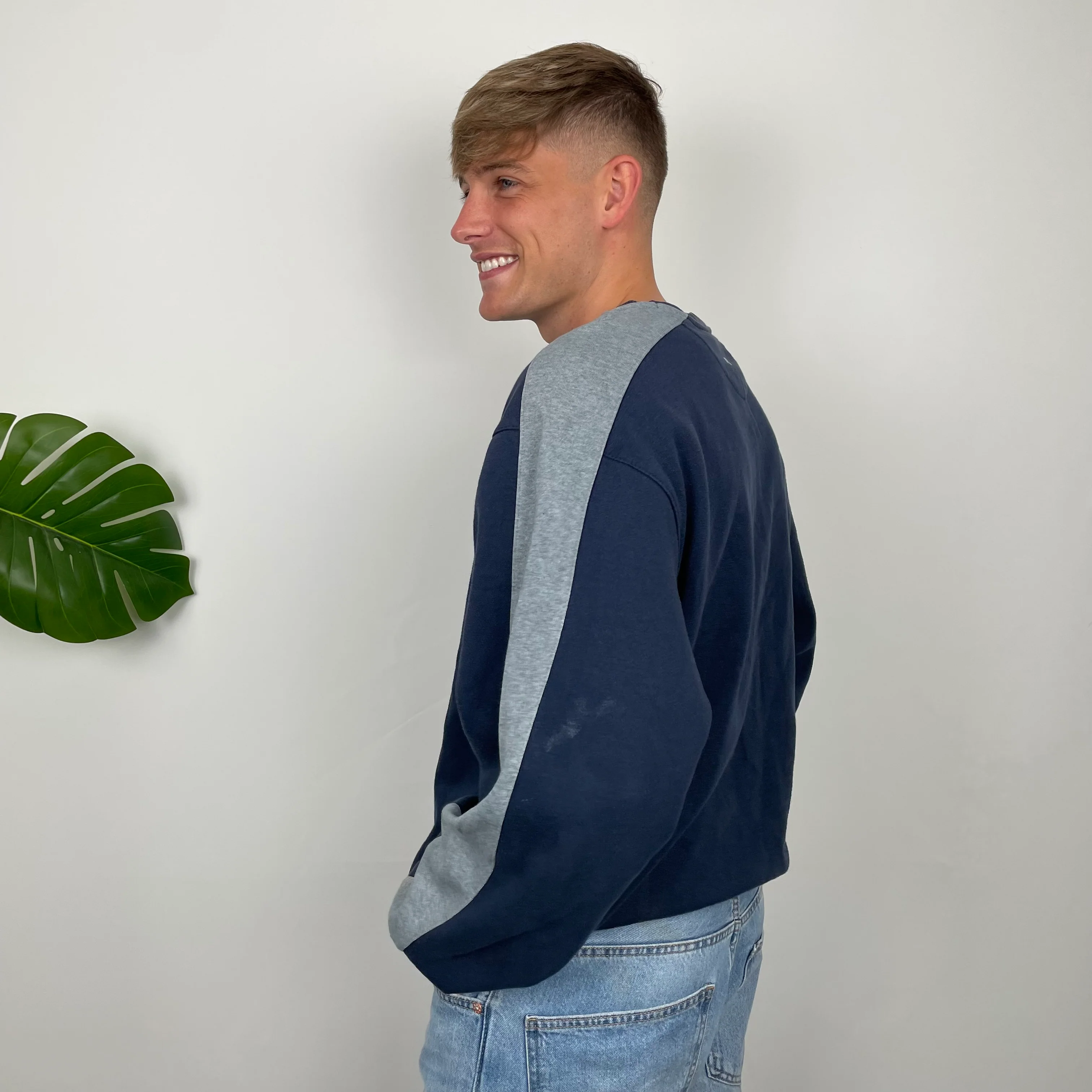 Nike RARE Navy Embroidered Swoosh Sweatshirt (L) - Image 5