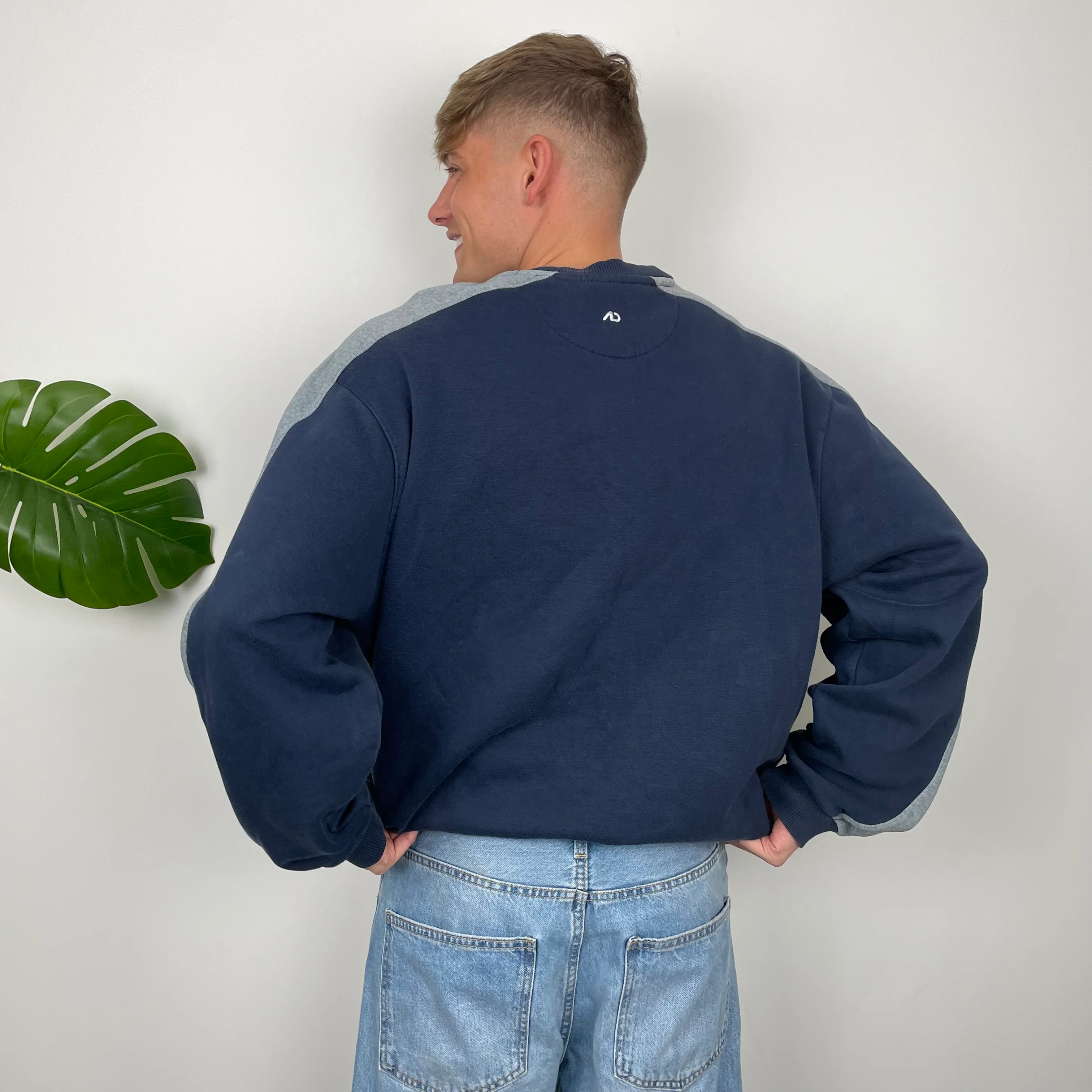 Nike RARE Navy Embroidered Swoosh Sweatshirt (L) - Image 7