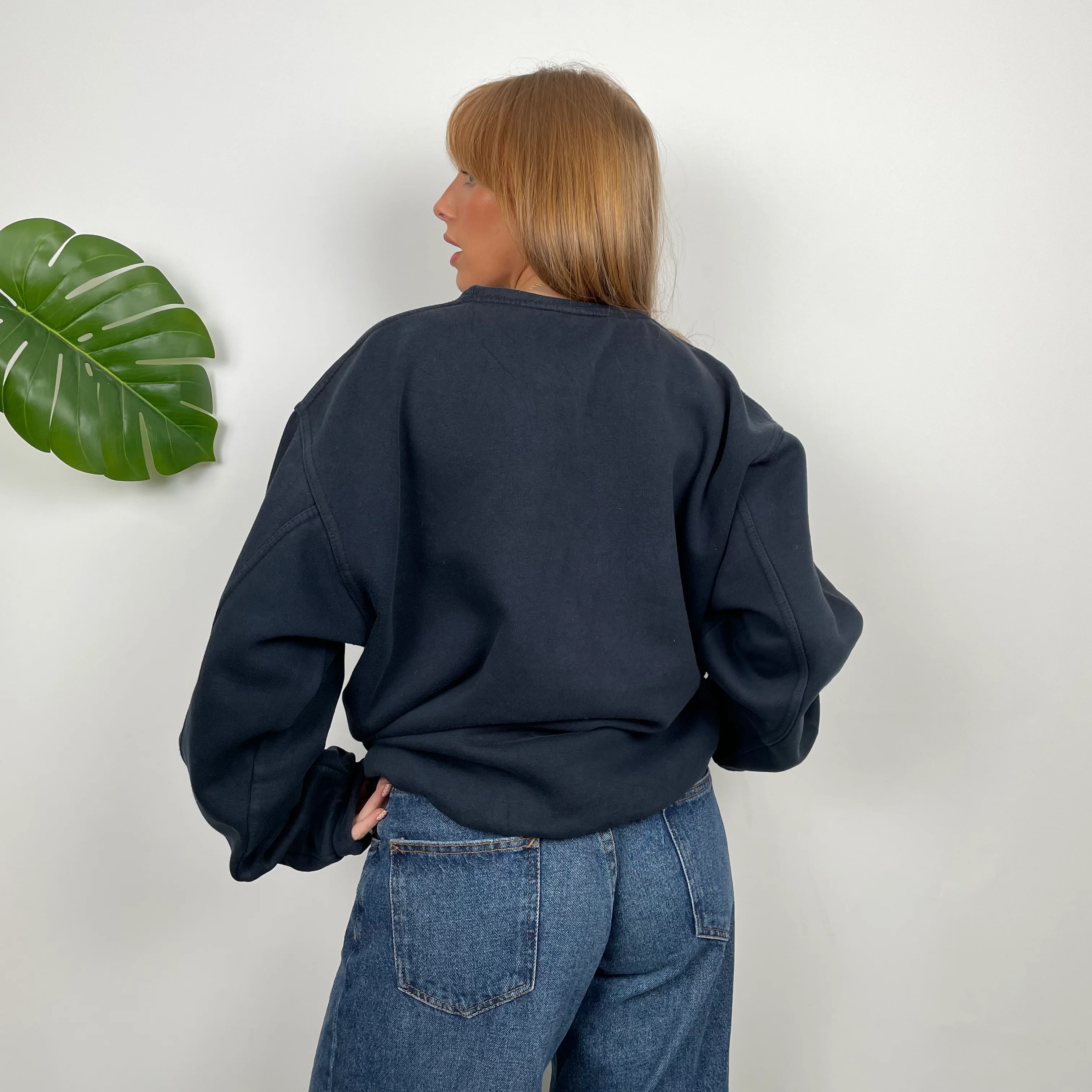 Nike RARE Navy Embroidered Swoosh Sweatshirt (XL) - Image 4