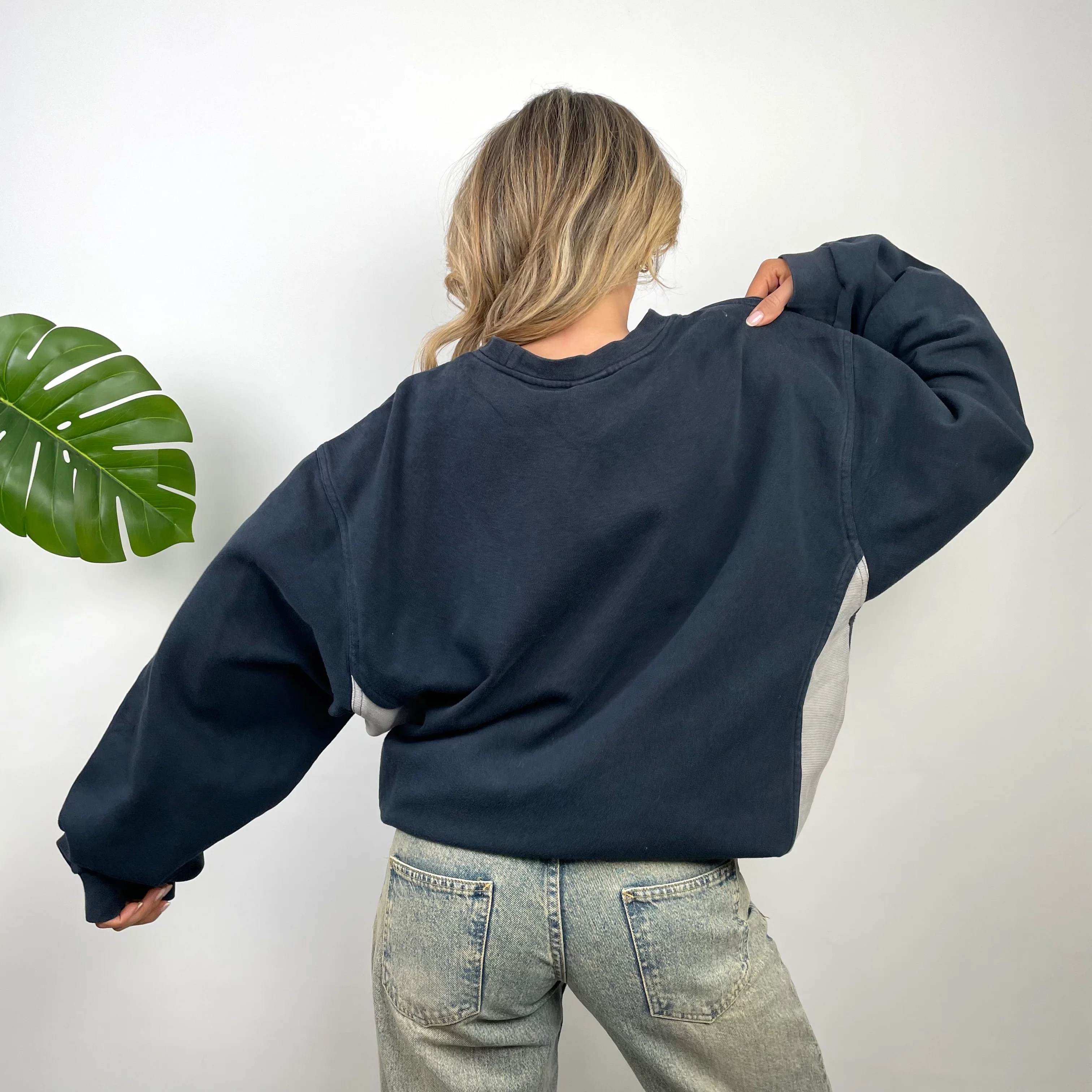 Nike RARE Navy Embroidered Swoosh Sweatshirt (L) - Image 6