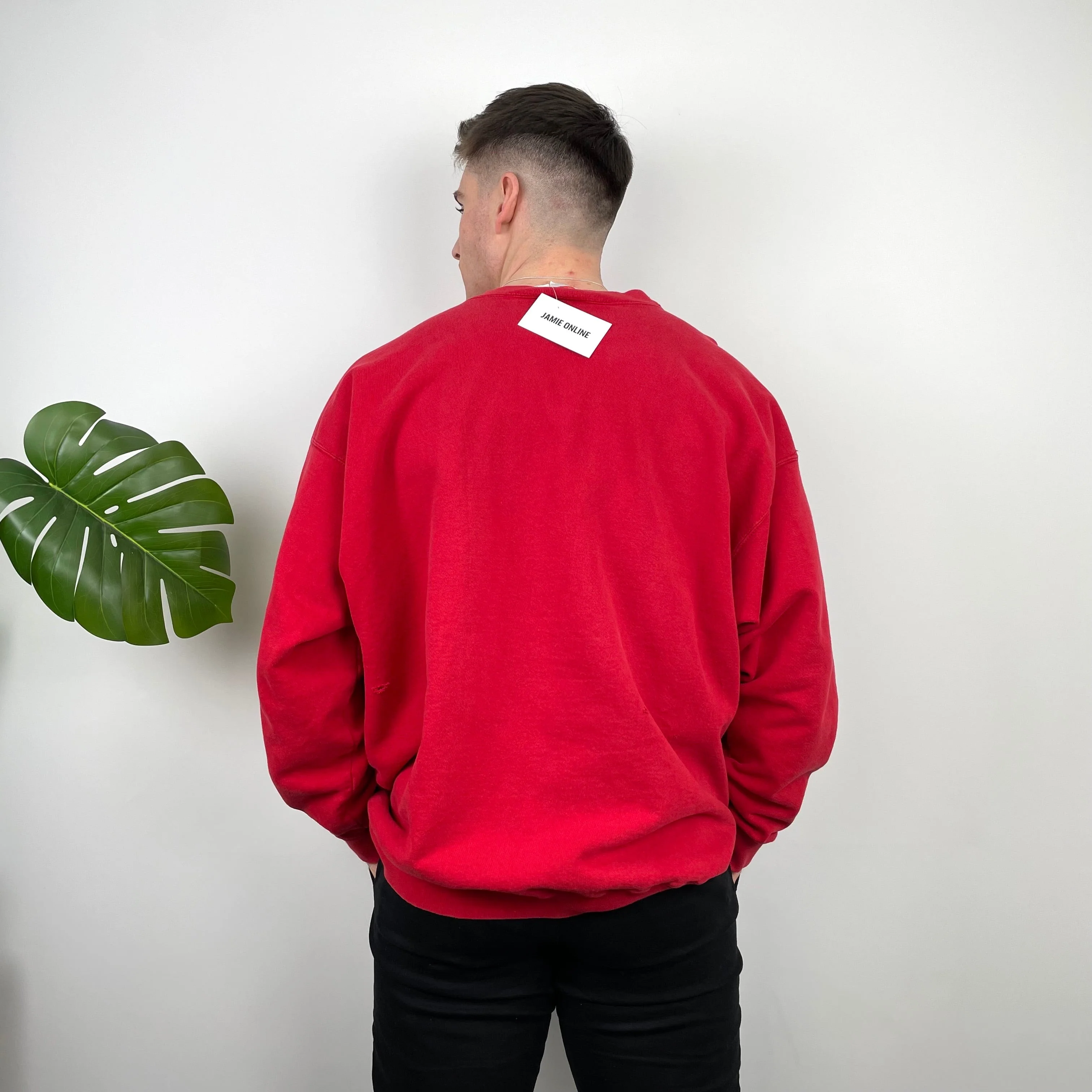 Nike RARE Red Embroidered Swoosh Sweatshirt (XL) - Image 5