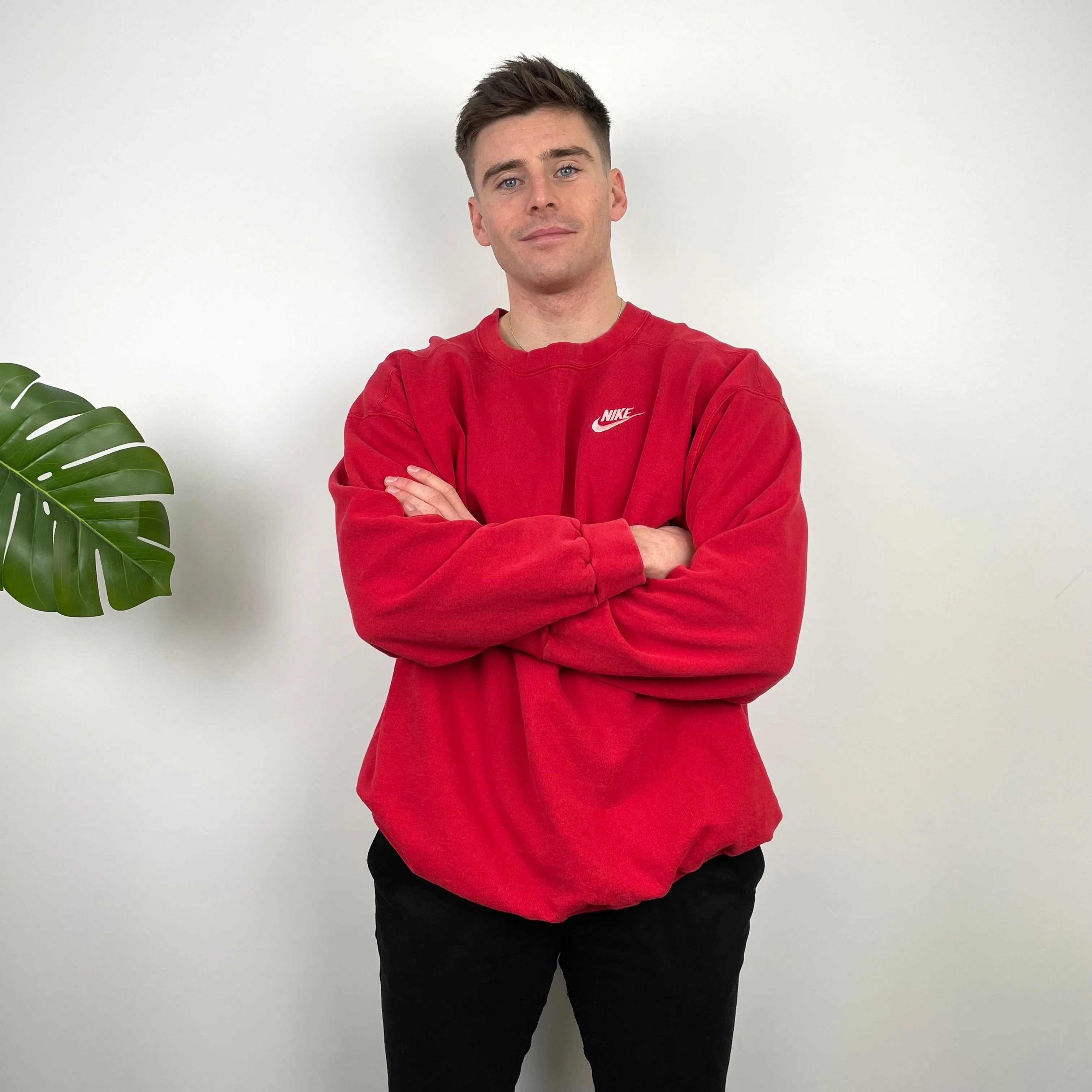 Nike RARE Red Embroidered Swoosh Sweatshirt (XL) - Image 2