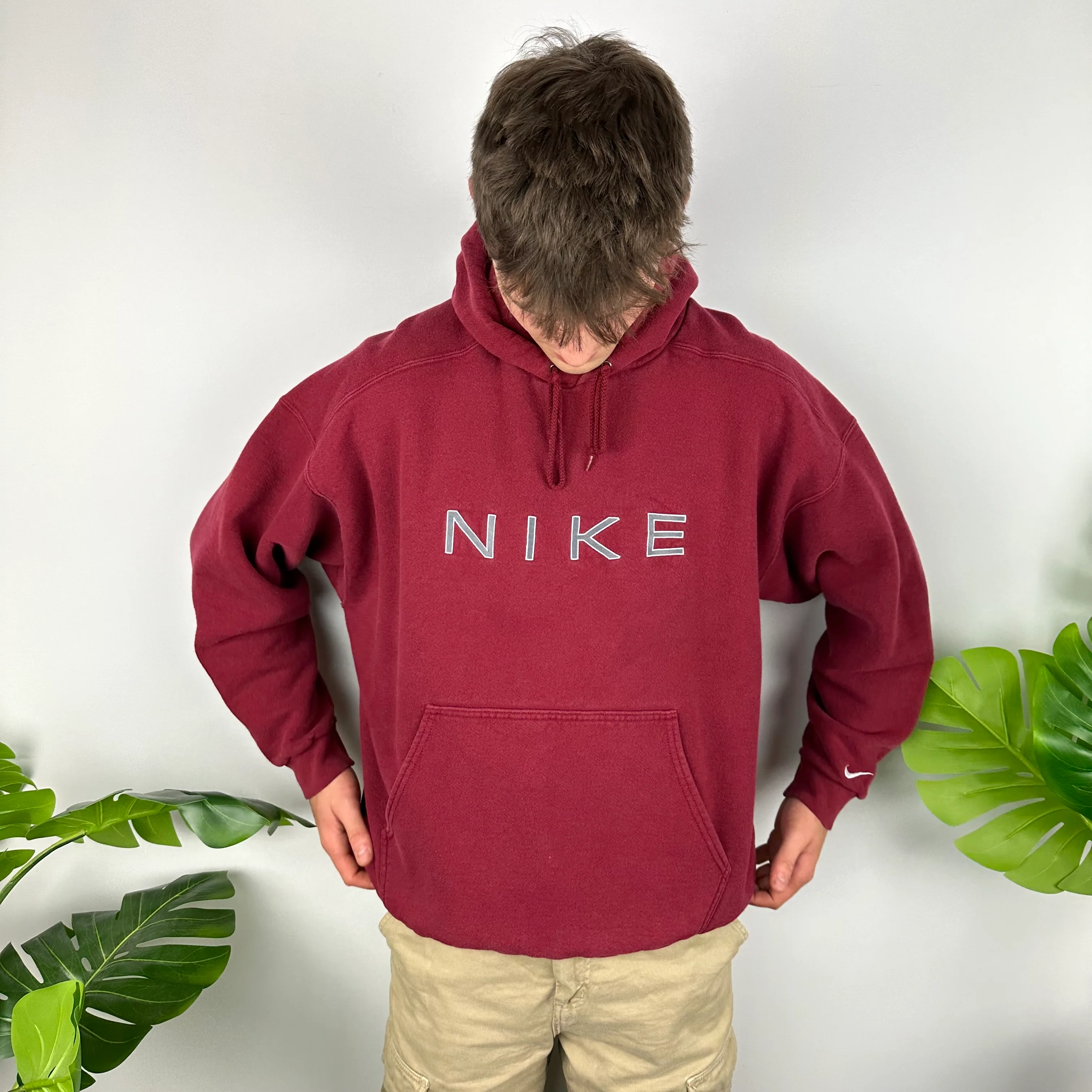 Nike Red Embroidered Spell Out Hoodie (XL) - Image 2