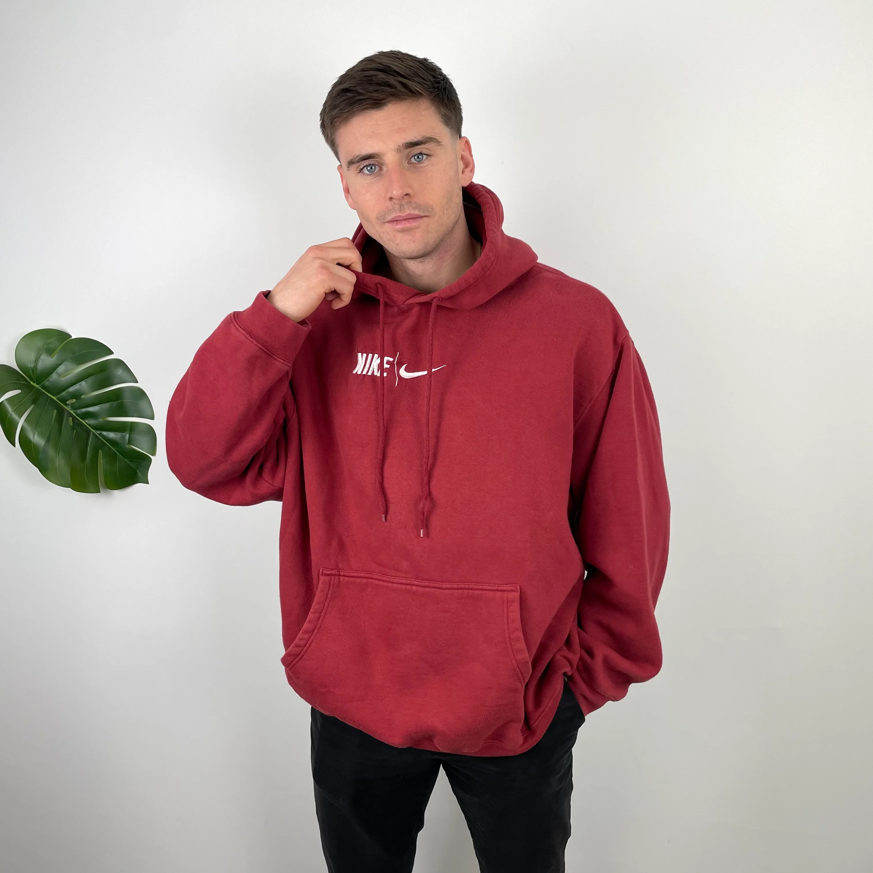 Nike Red Embroidered Spell Out Hoodie (L) - Image 6