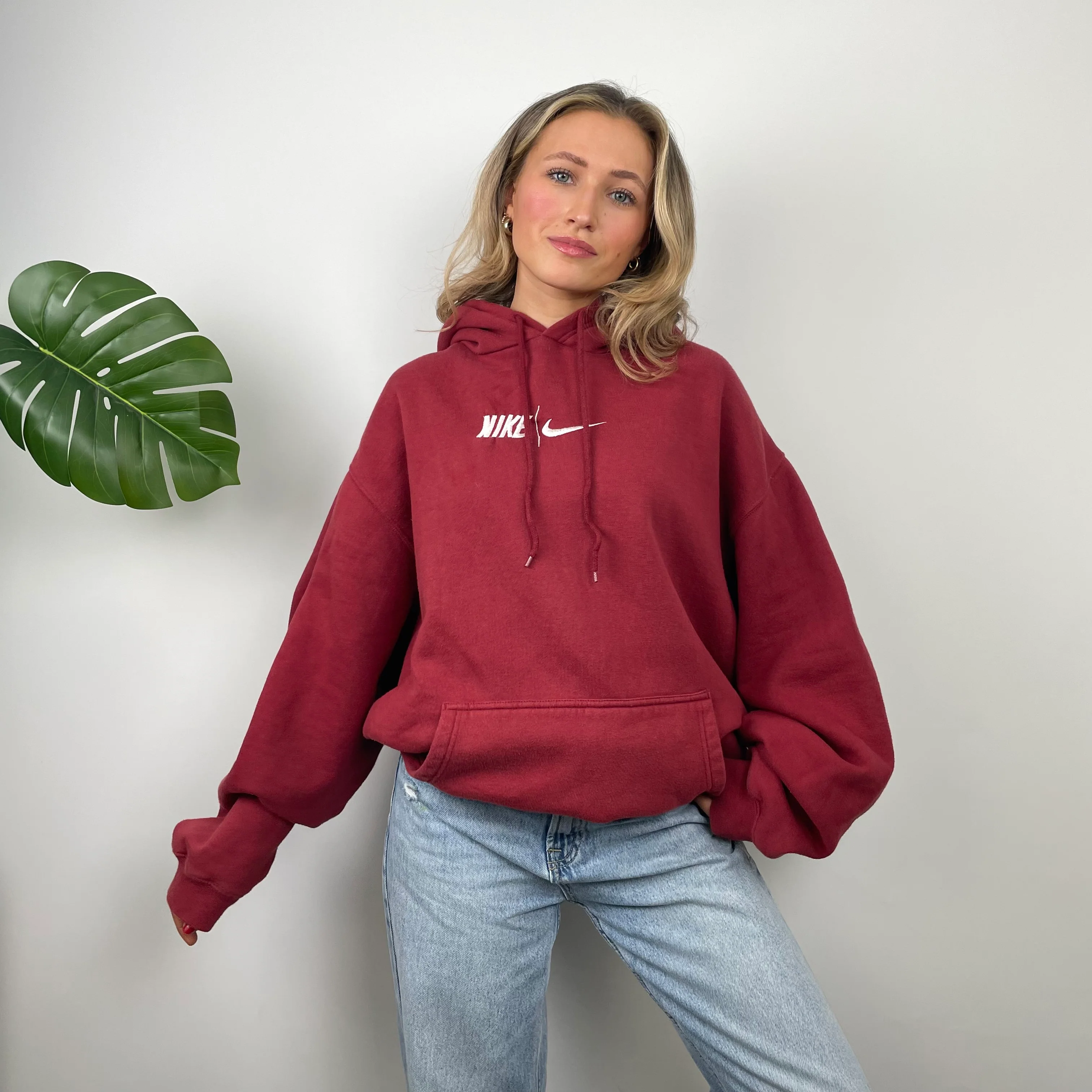 Nike Red Embroidered Spell Out Hoodie (L) - Image 3