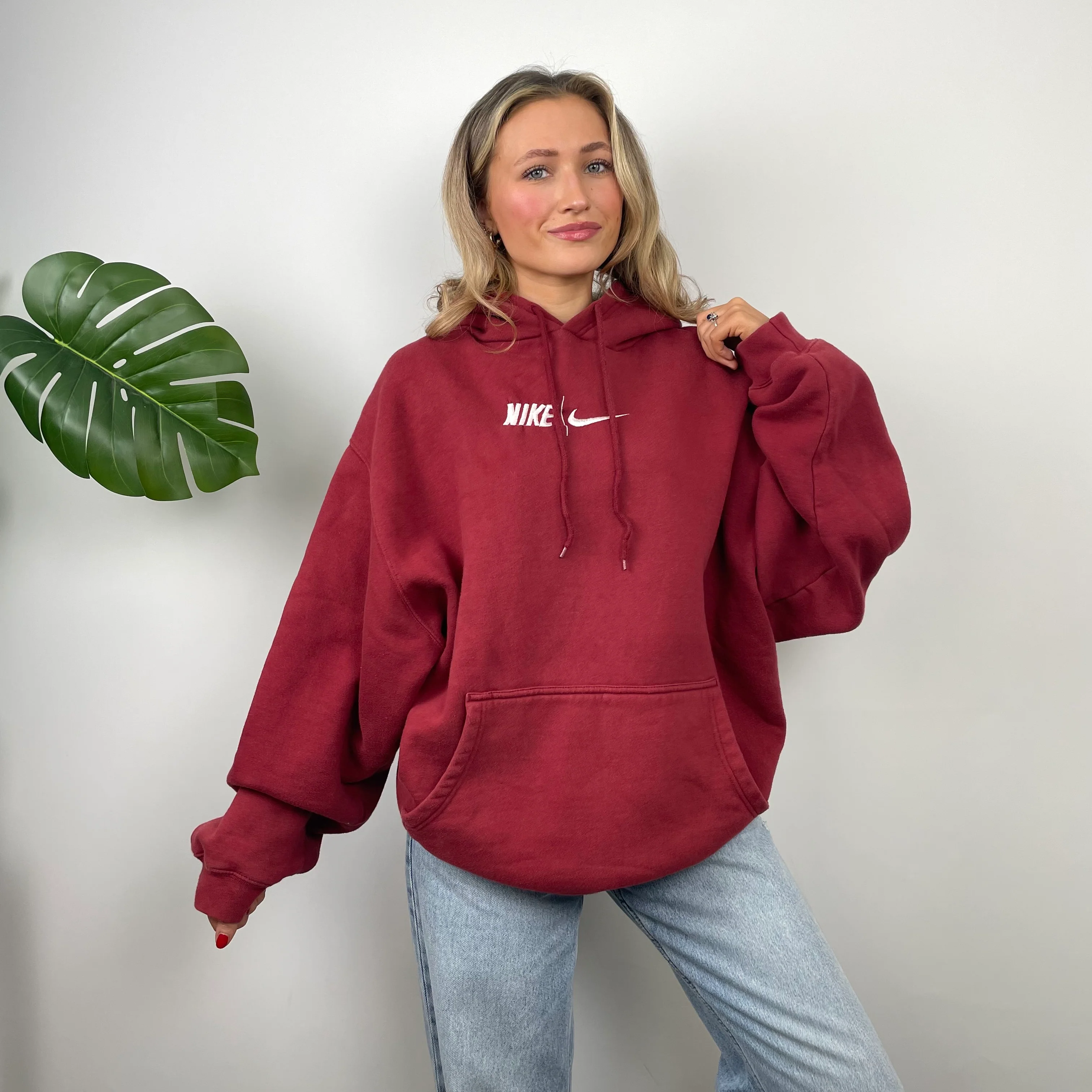Nike Red Embroidered Spell Out Hoodie (L) - Image 4