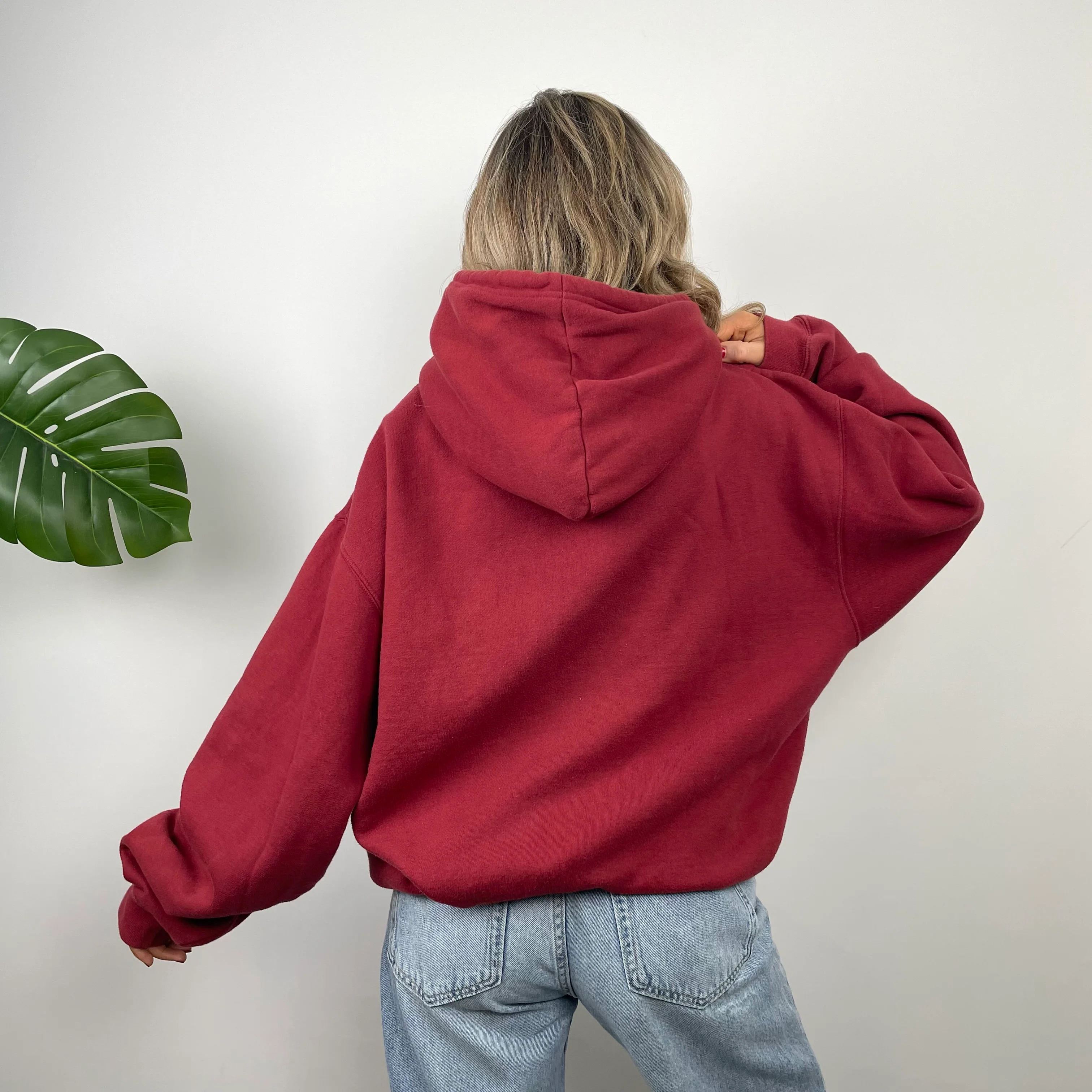 Nike Red Embroidered Spell Out Hoodie (L) - Image 5