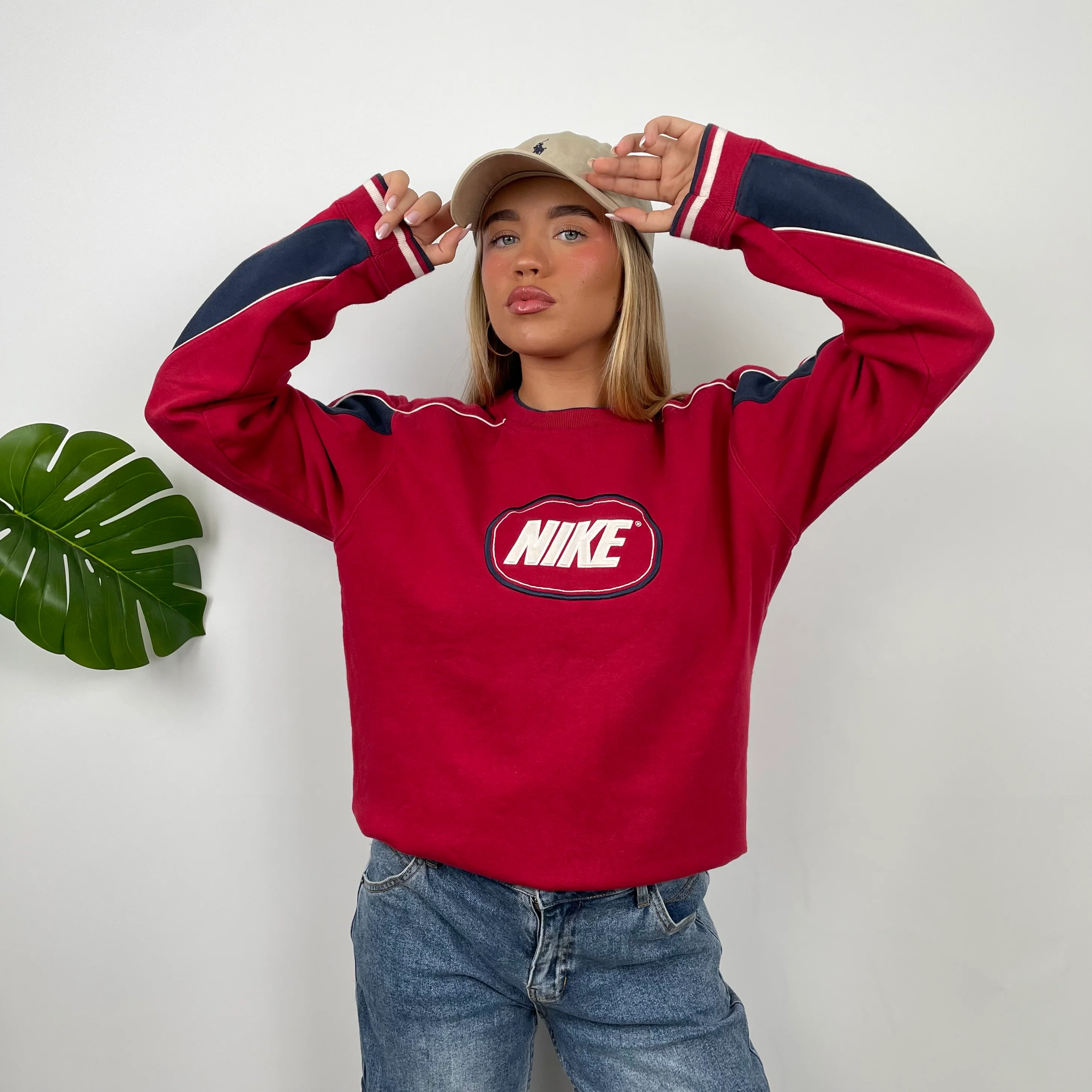Nike Red Embroidered Spell Out Sweatshirt (S) - Image 2
