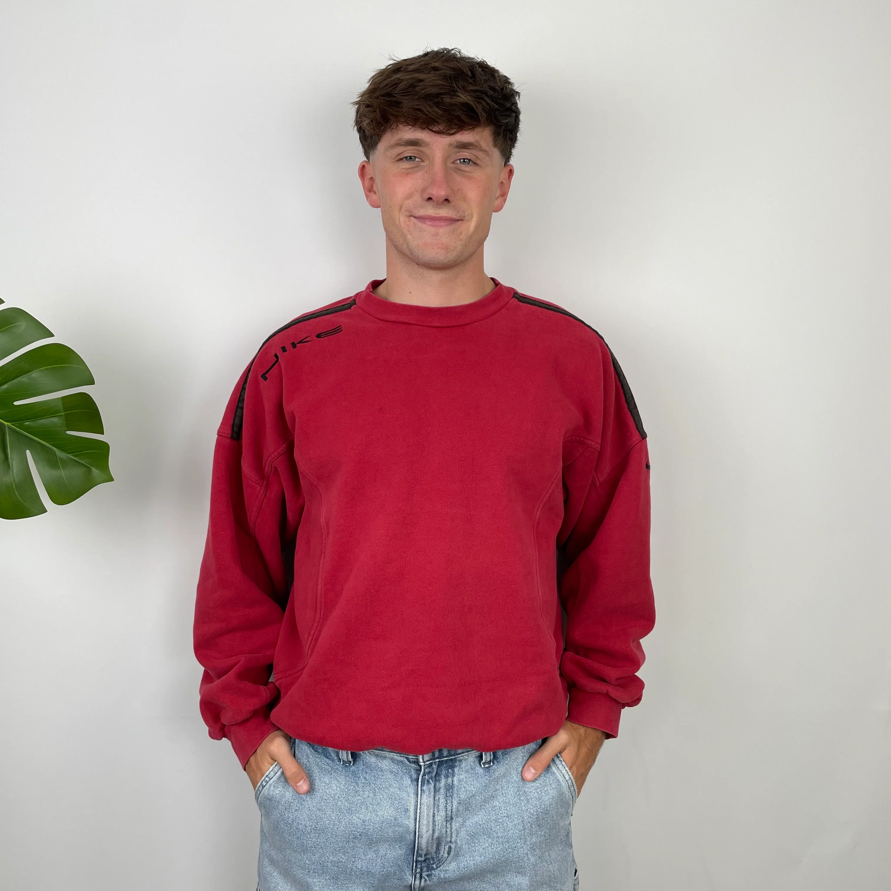 Nike Red Embroidered Spell Out Sweatshirt (M) - Image 6