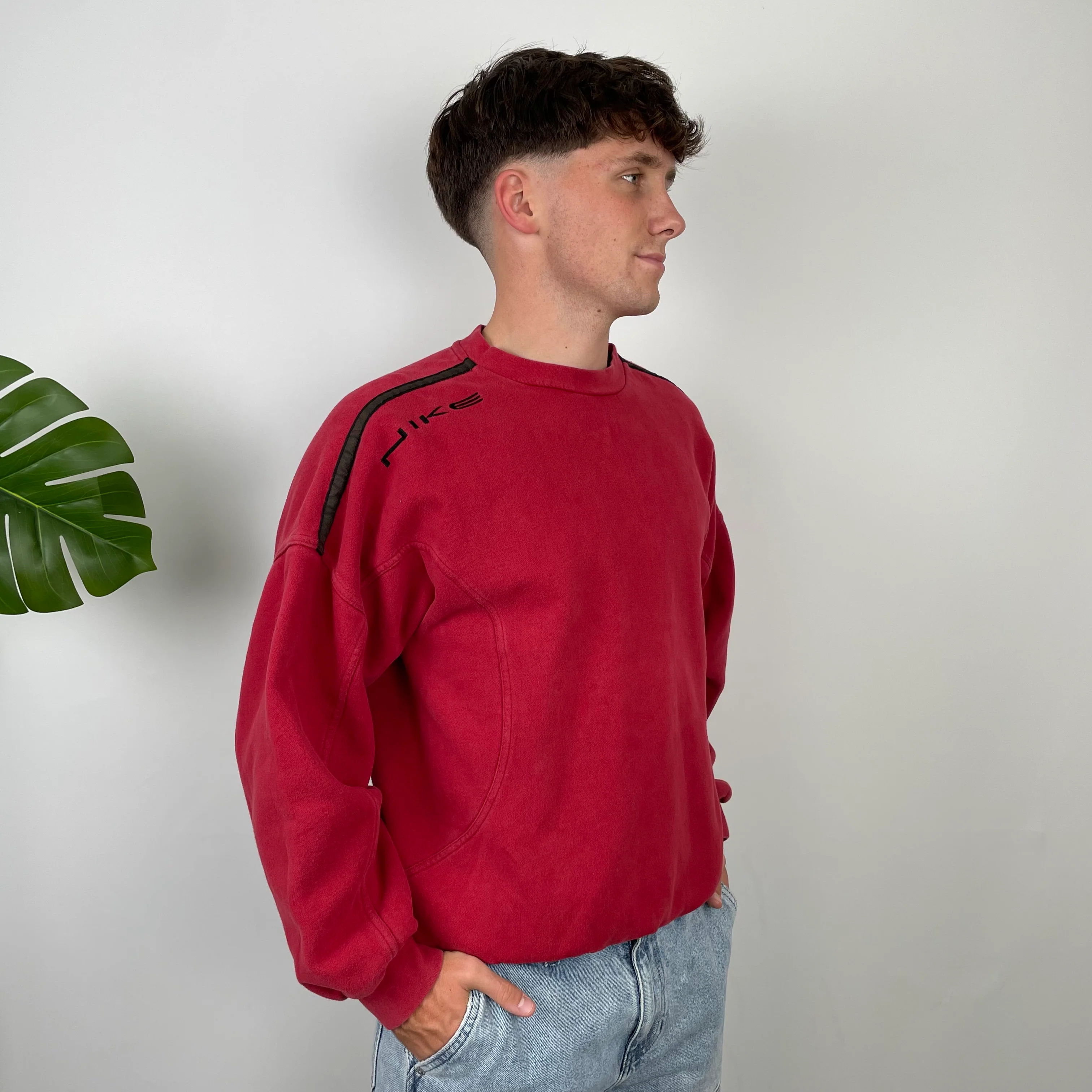 Nike Red Embroidered Spell Out Sweatshirt (M) - Image 7