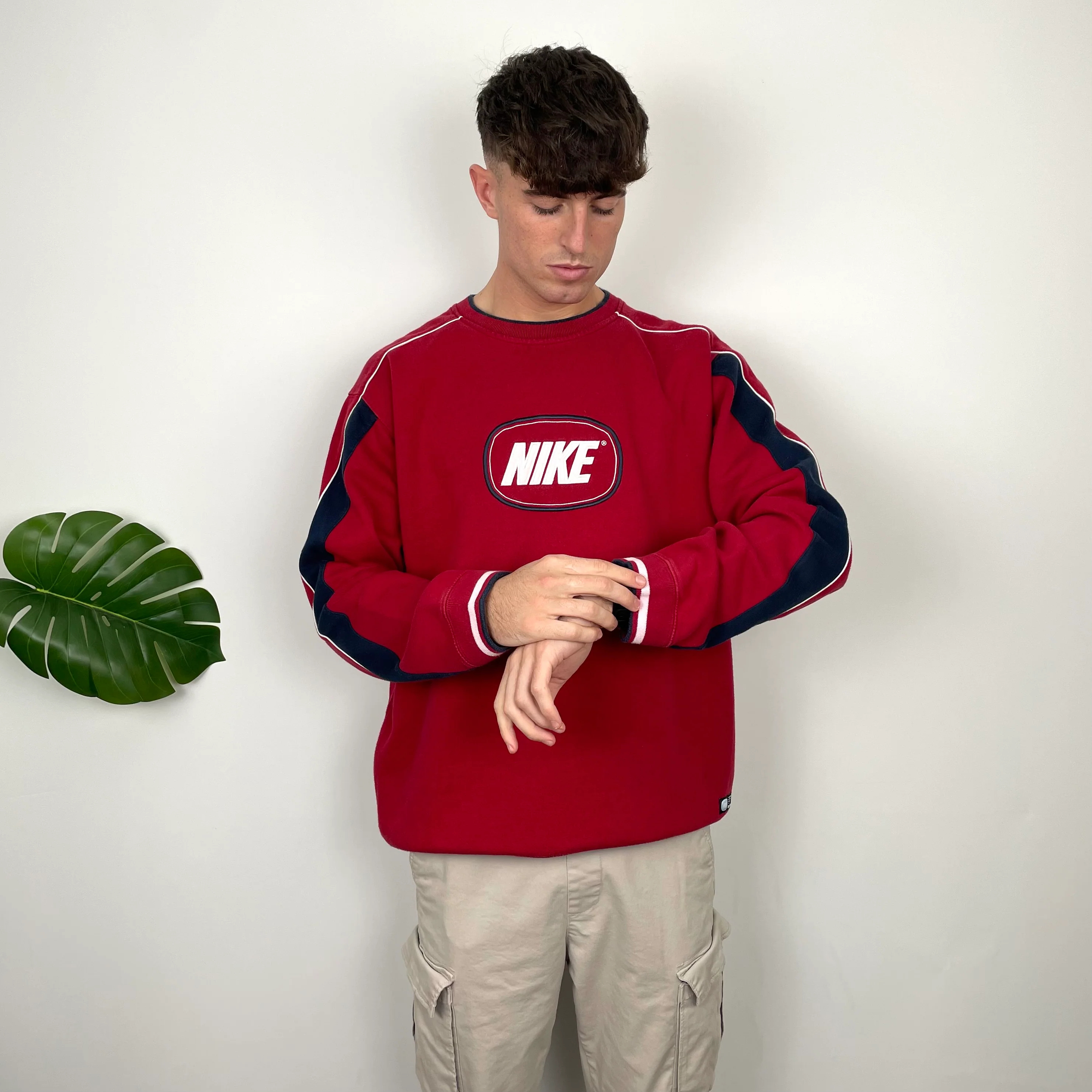 Nike Red Embroidered Spell Out Sweatshirt (L) - Image 3