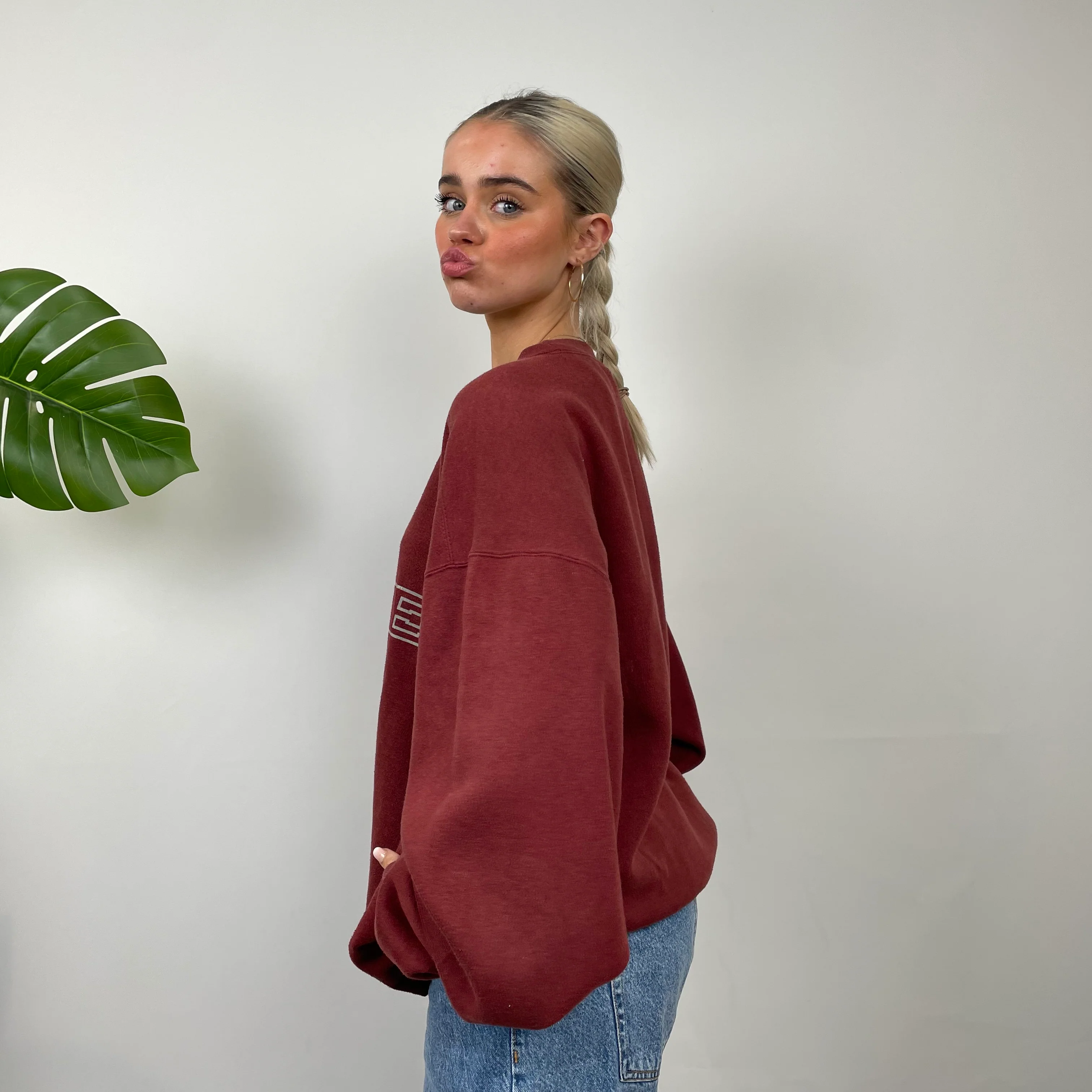 Nike Red Embroidered Spell Out Sweatshirt (L) - Image 6
