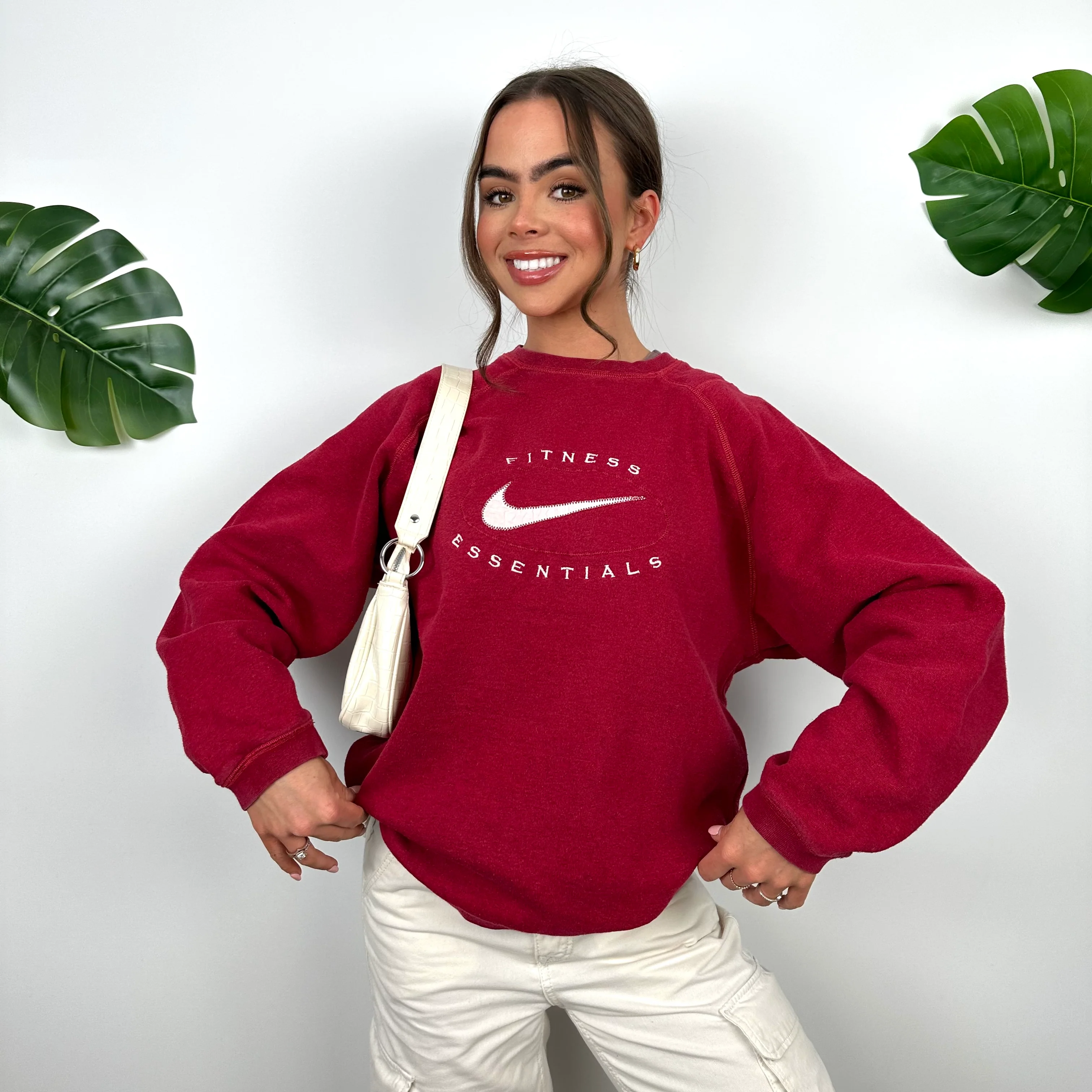 Nike Red Embroidered Spell Out Sweatshirt (S) - Image 2