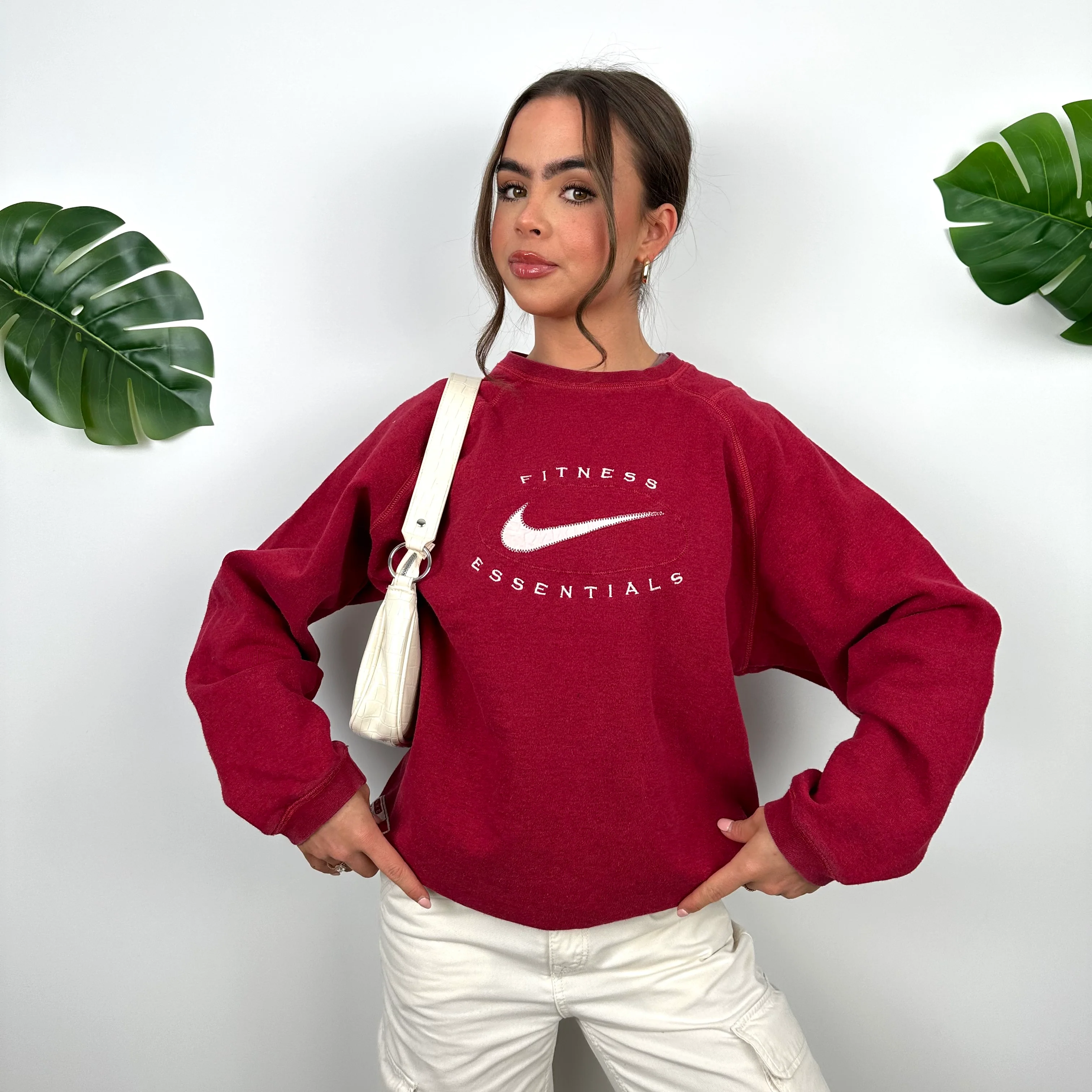 Nike Red Embroidered Spell Out Sweatshirt (S) - Image 3