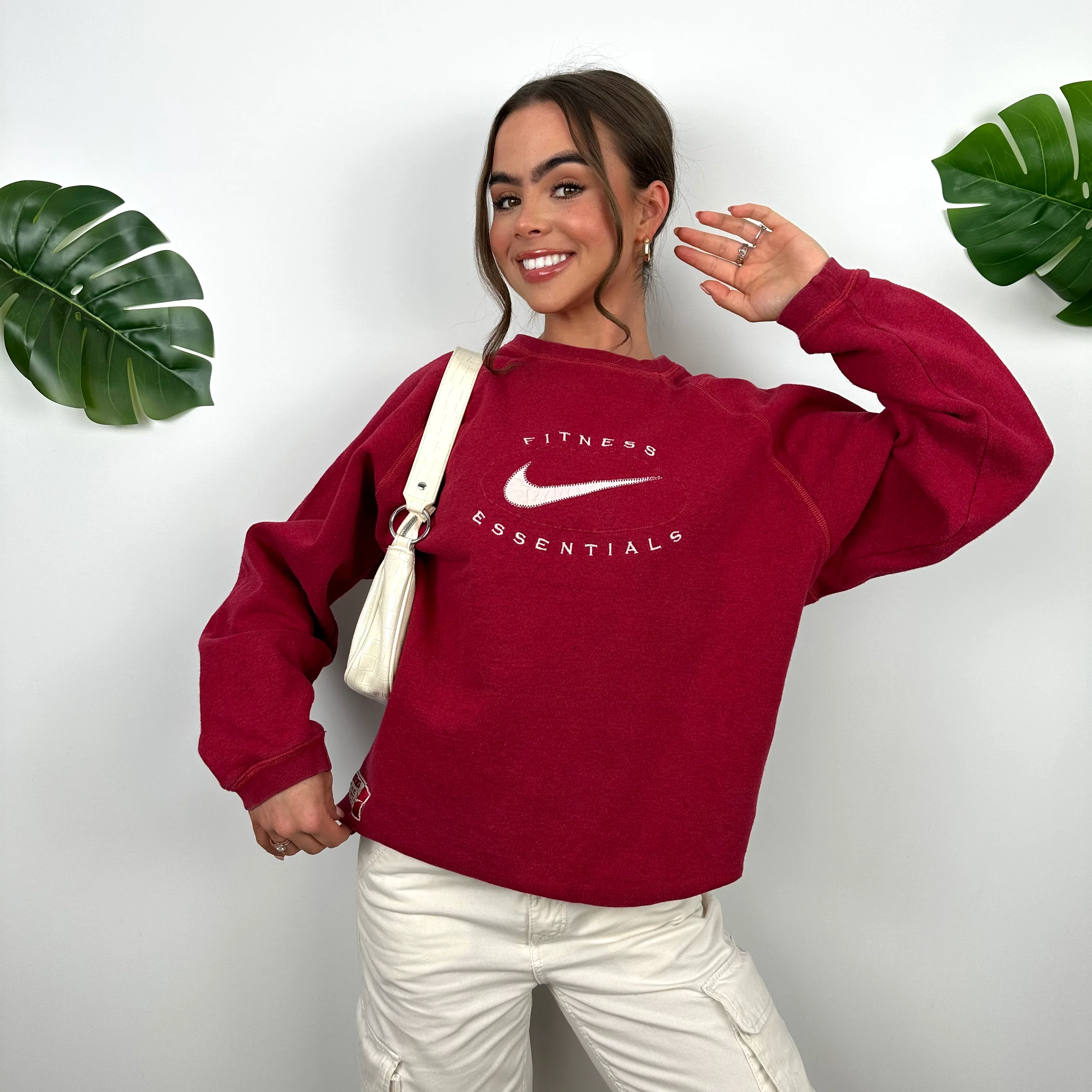 Nike Red Embroidered Spell Out Sweatshirt (S) - Image 4